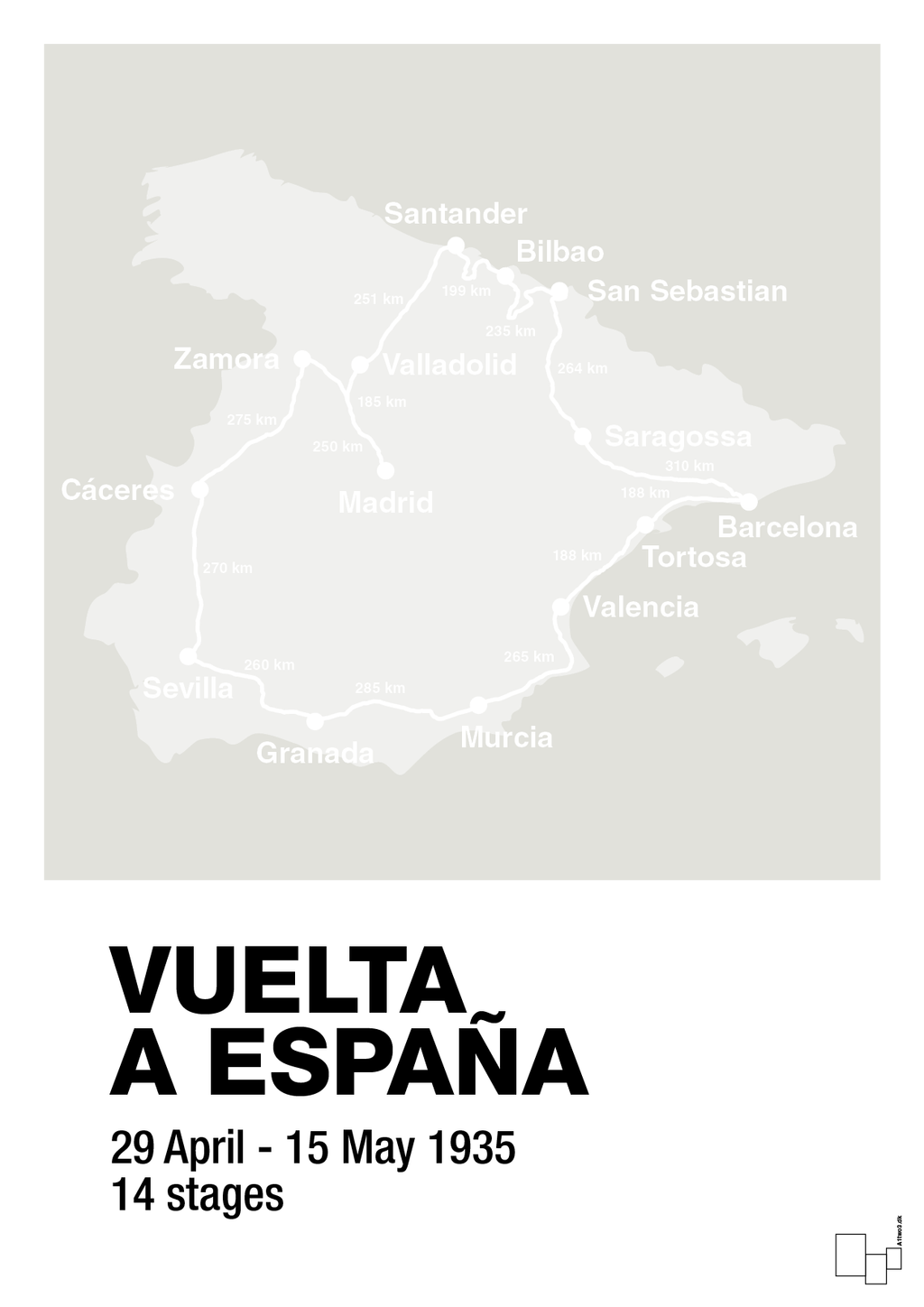 plakat: vuelta a españa 1935 - painters white-Cykling-A1two3