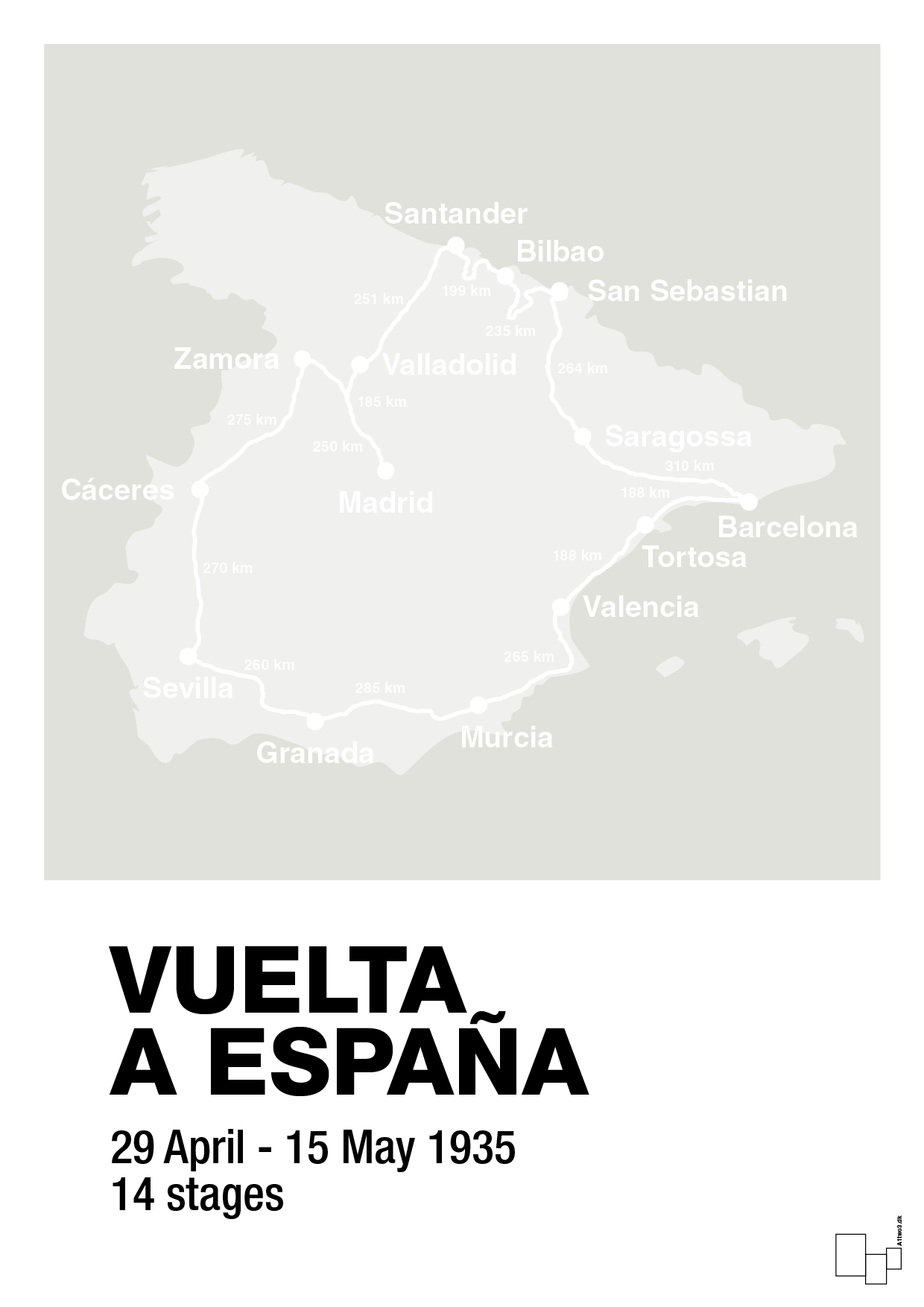 plakat: vuelta a españa 1935 - painters white-Cykling-A1two3
