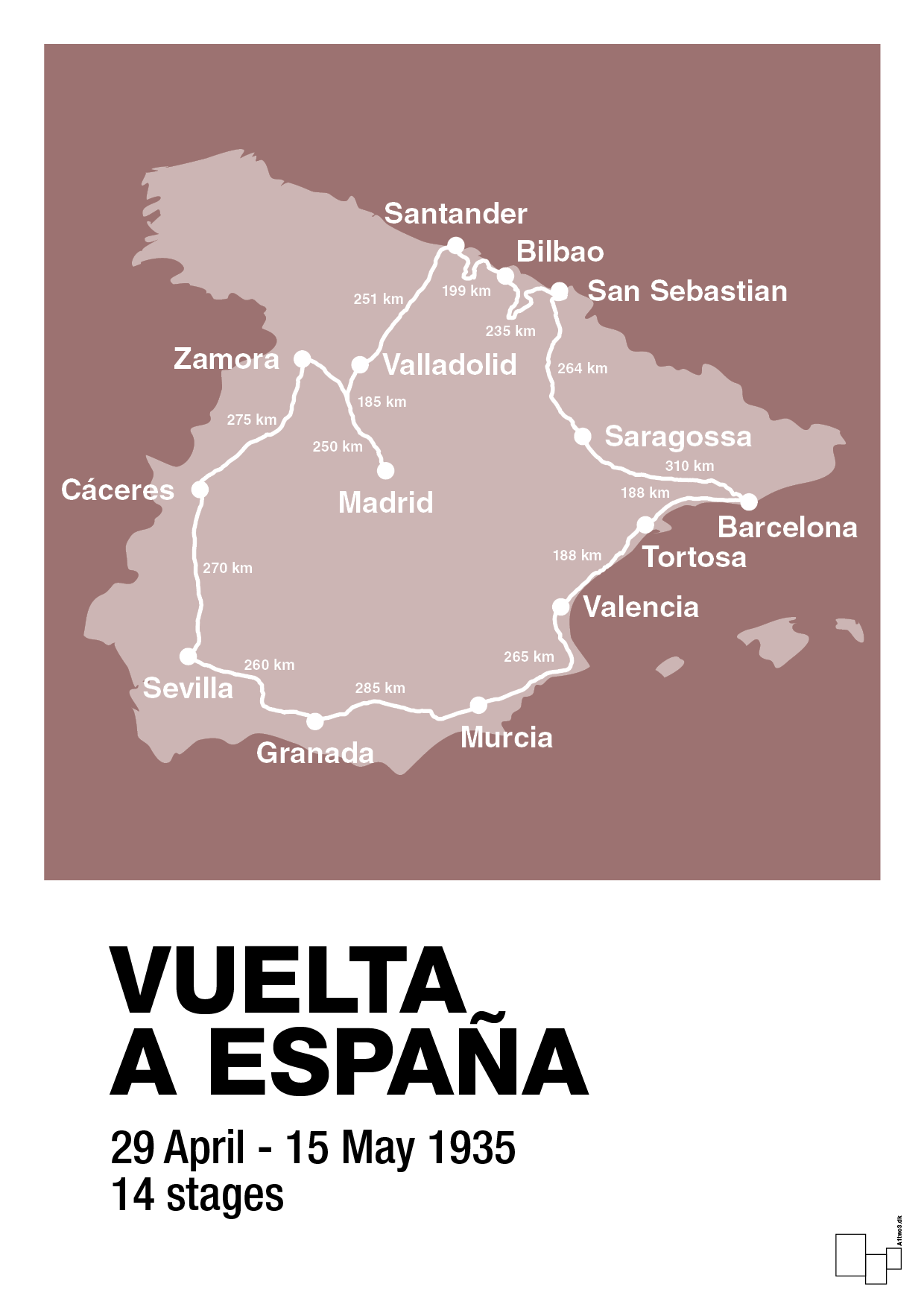 plakat: vuelta a españa 1935 - plum-Cykling-A1two3