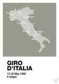 plakat: giro d'italia 1909 - battleship gray-Cykling-A1two3