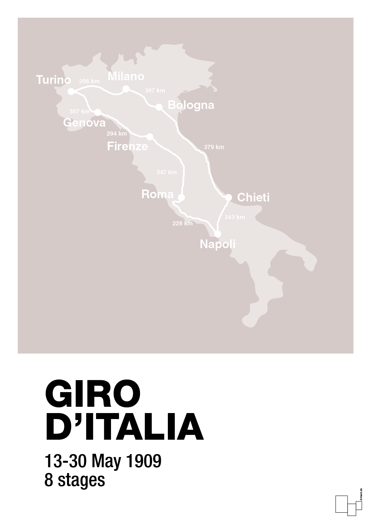 plakat: giro d'italia 1909 - broken beige-Cykling-A1two3