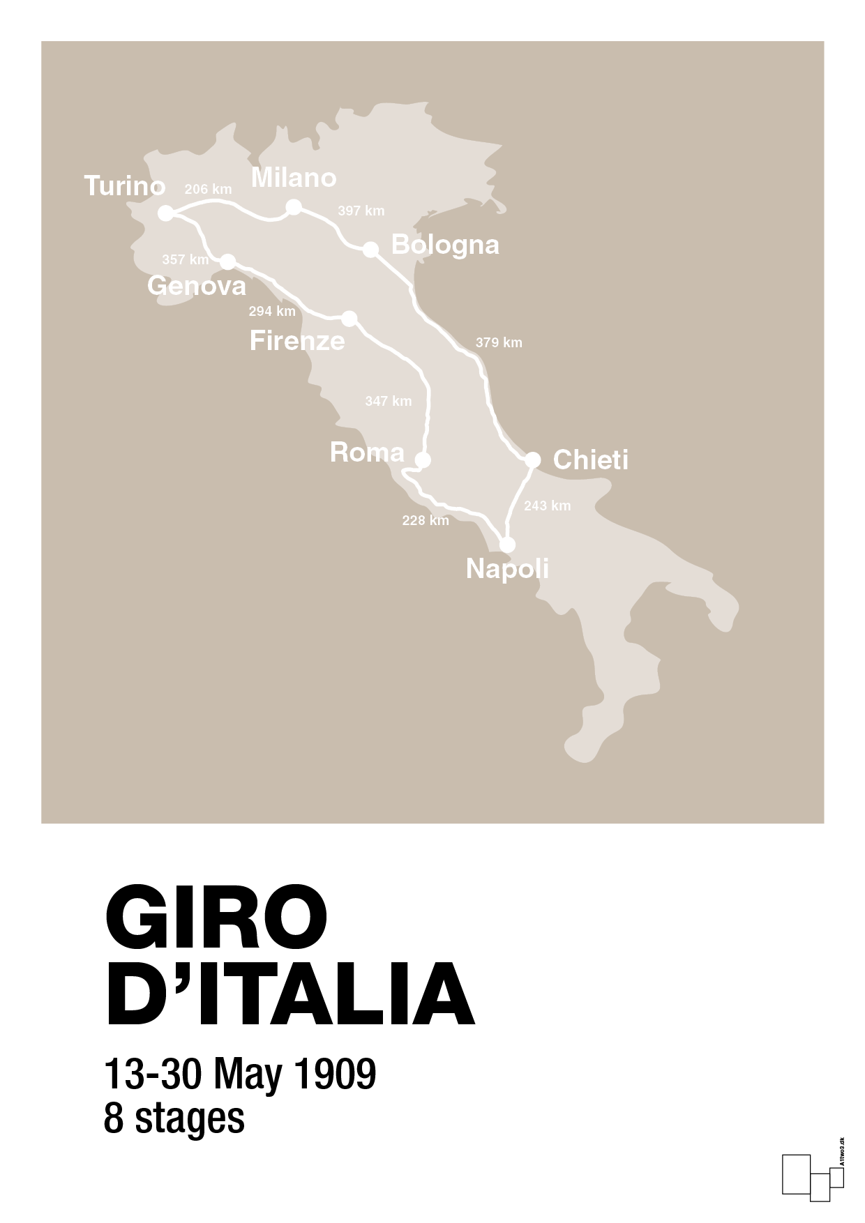 plakat: giro d'italia 1909 - creamy mushroom-Cykling-A1two3