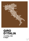 plakat: giro d'italia 1909 - dark brown-Cykling-A1two3