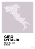 plakat: giro d'italia 1909 - dusty lilac-Cykling-A1two3