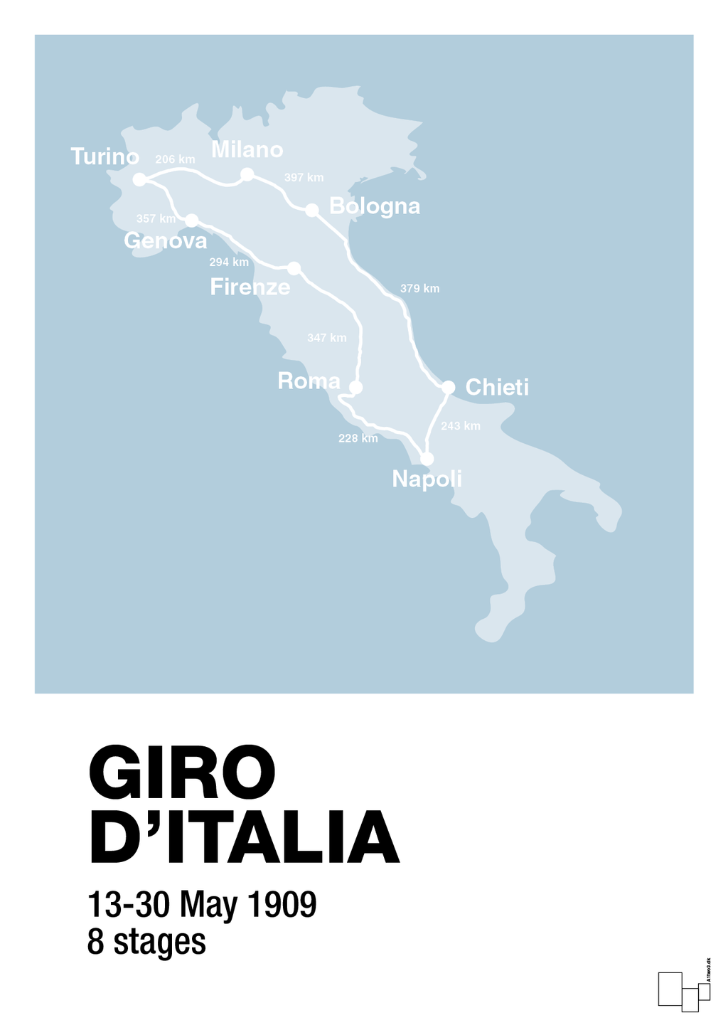 plakat: giro d'italia 1909 - heavenly blue-Cykling-A1two3