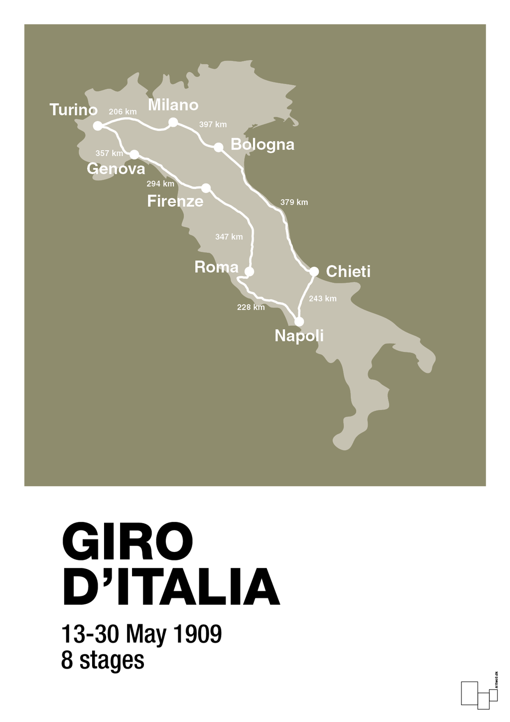 plakat: giro d'italia 1909 - misty forrest-Cykling-A1two3