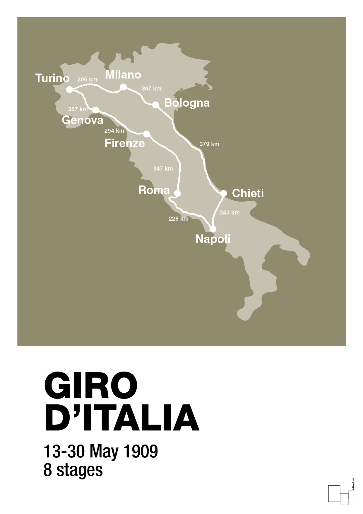 plakat: giro d'italia 1909 - misty forrest-Cykling-A1two3