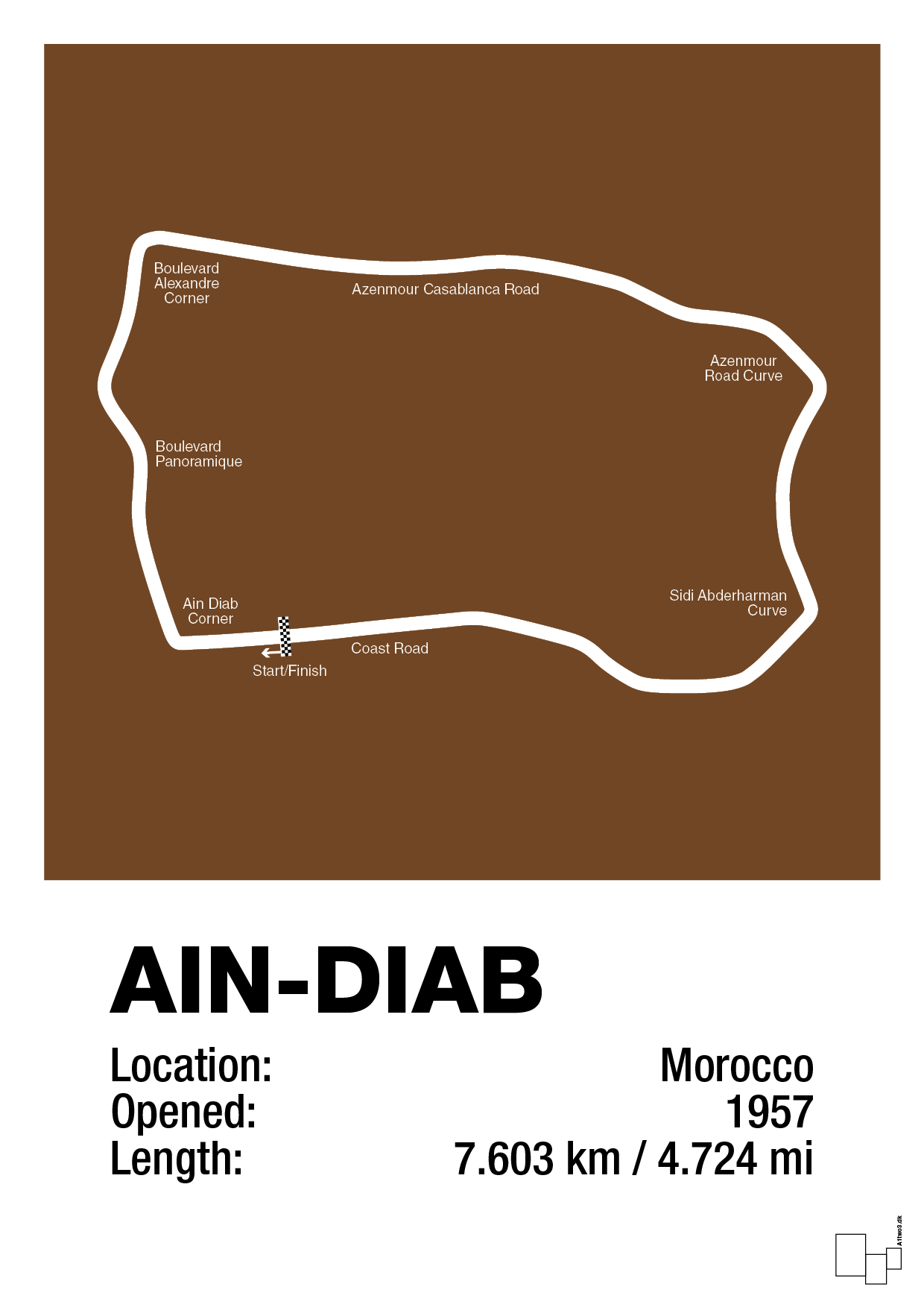 plakat: ain-diab circuit - dark brown-Formel 1-A1two3