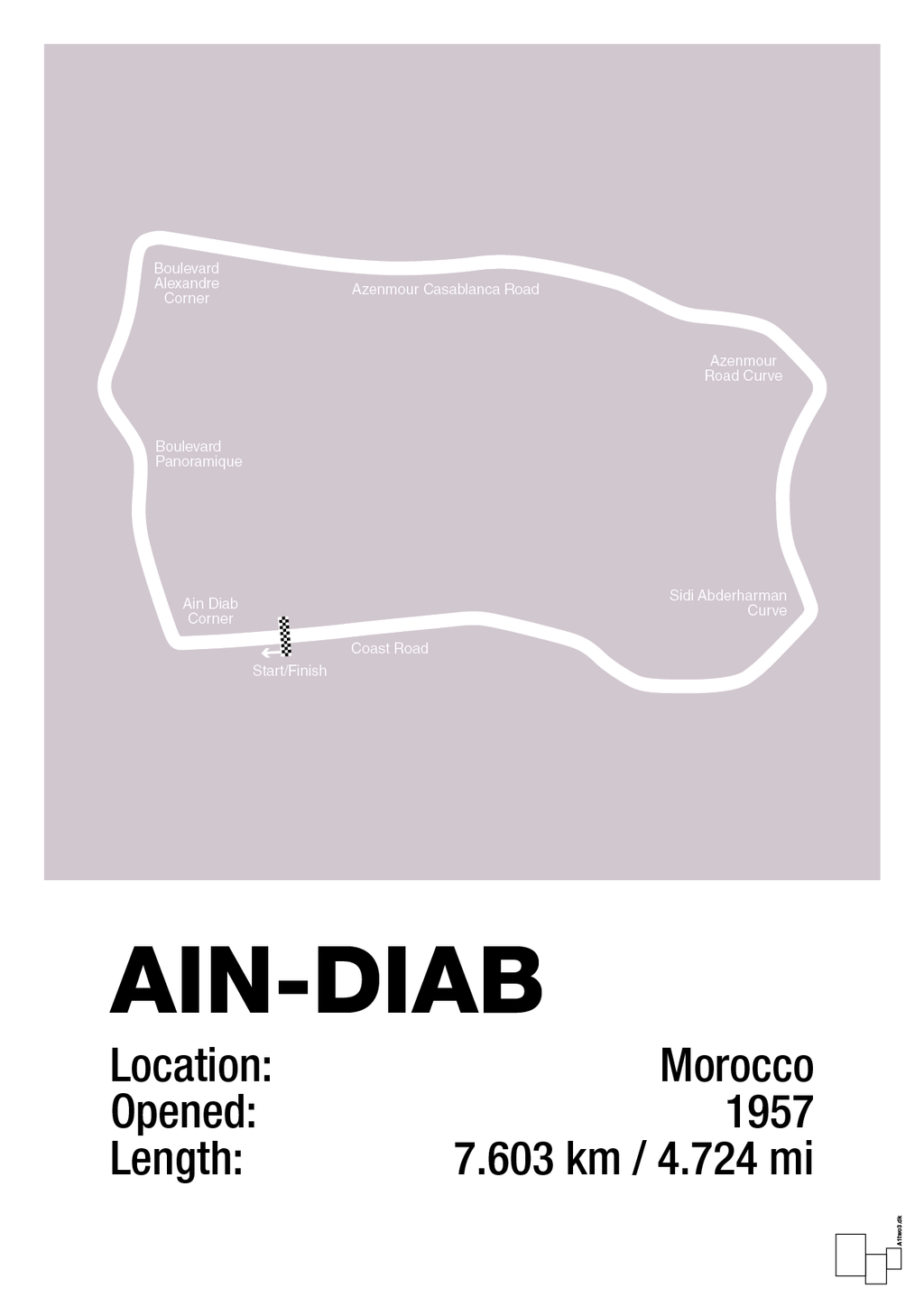 plakat: ain-diab circuit - dusty lilac-Formel 1-A1two3