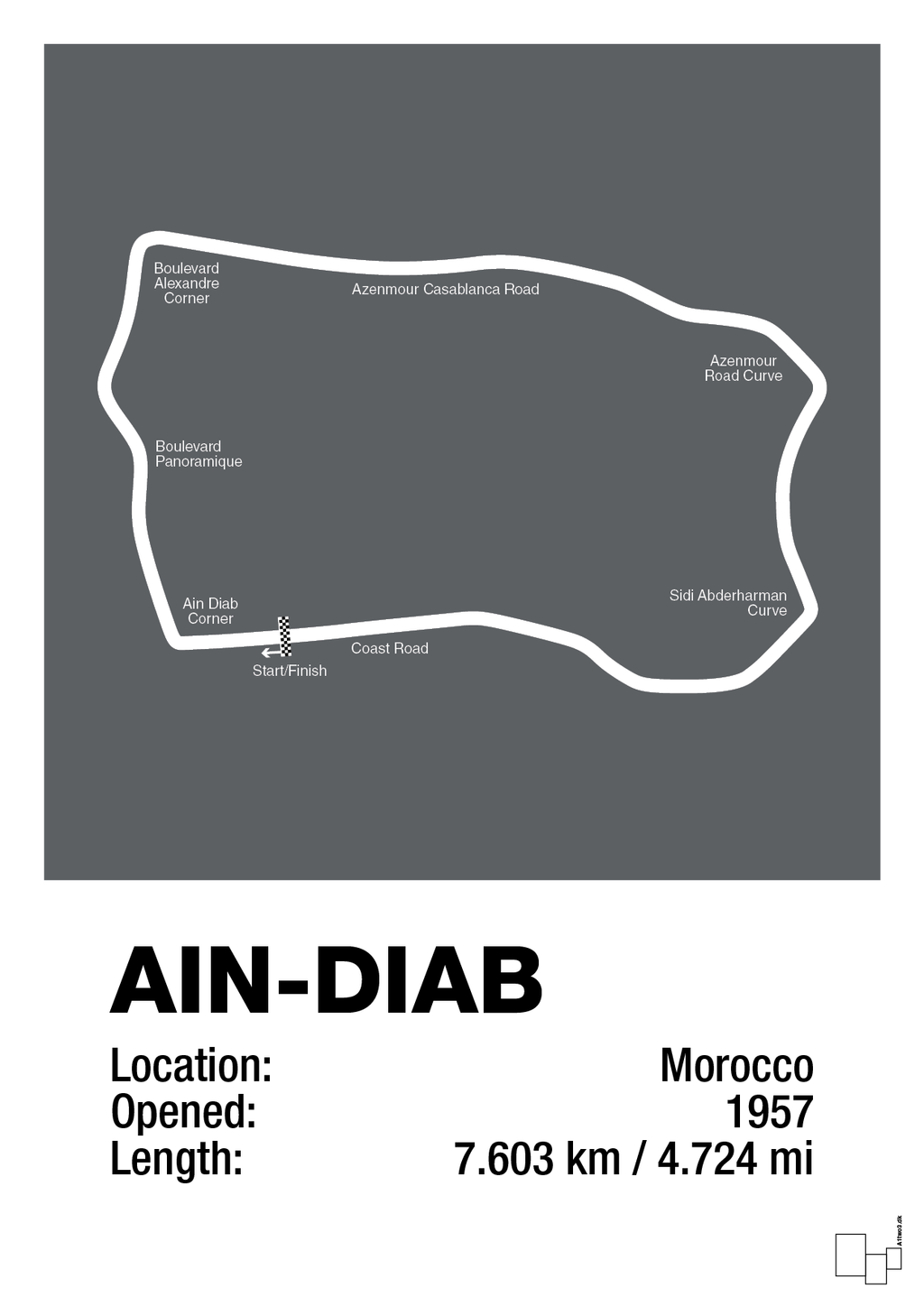 plakat: ain-diab circuit - graphic charcoal-Formel 1-A1two3