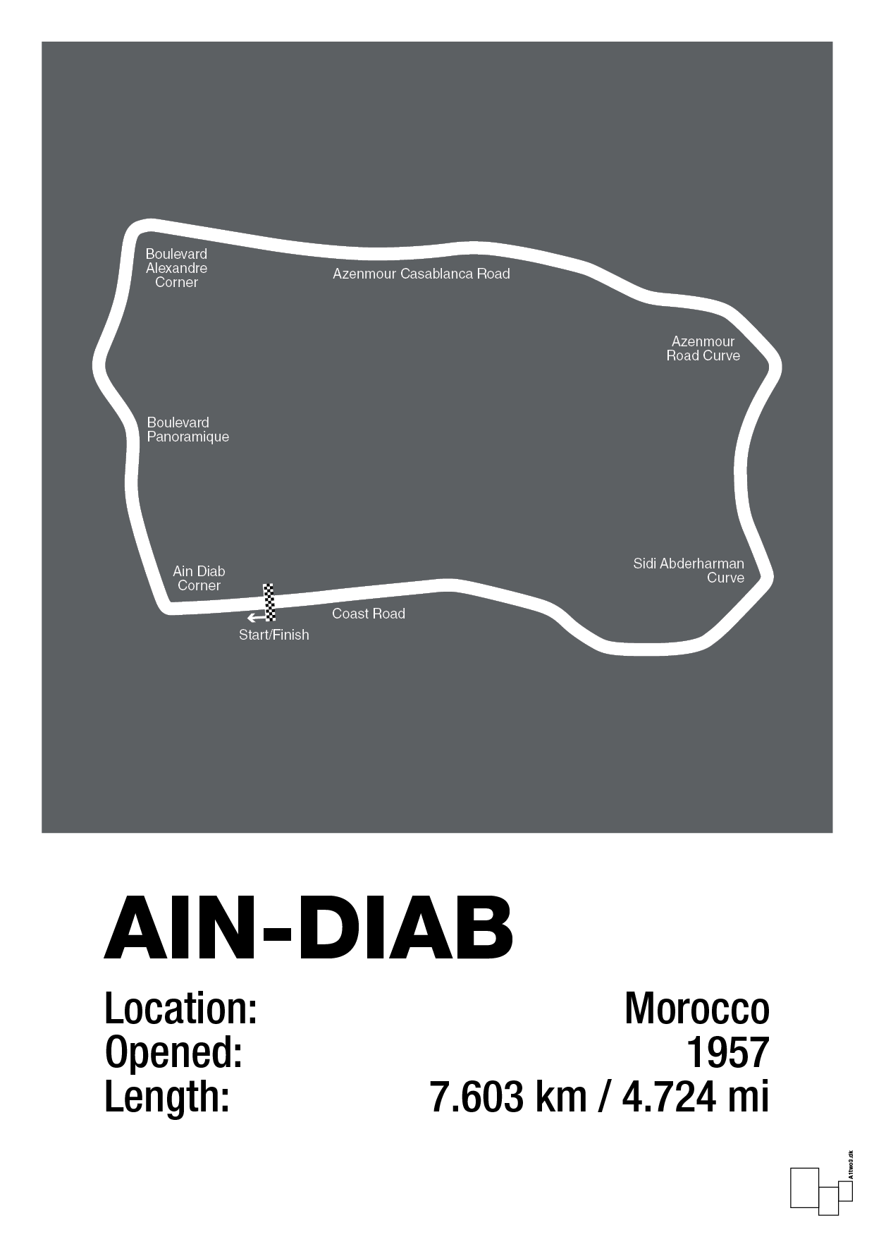 plakat: ain-diab circuit - graphic charcoal-Formel 1-A1two3