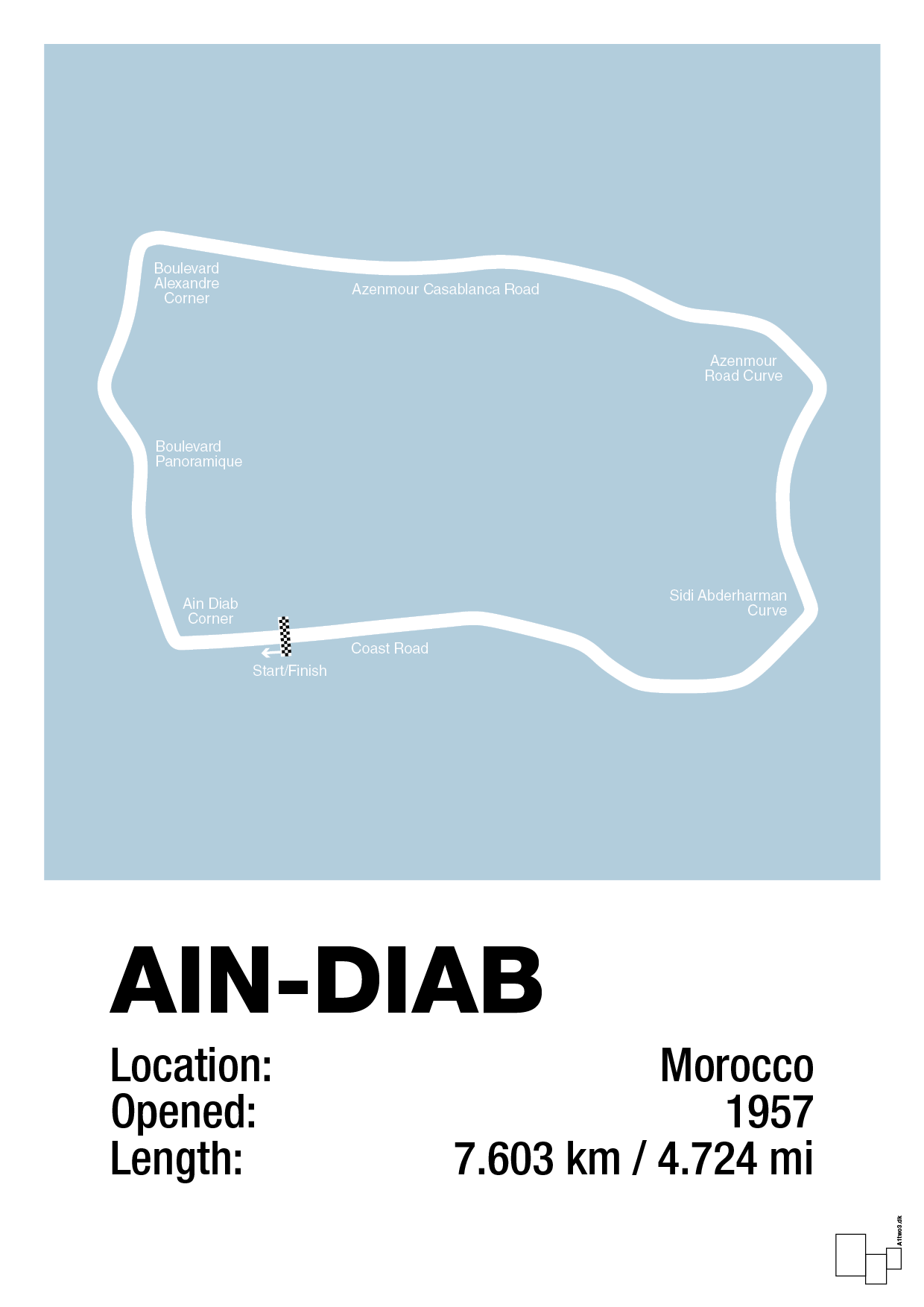 plakat: ain-diab circuit - heavenly blue-Formel 1-A1two3