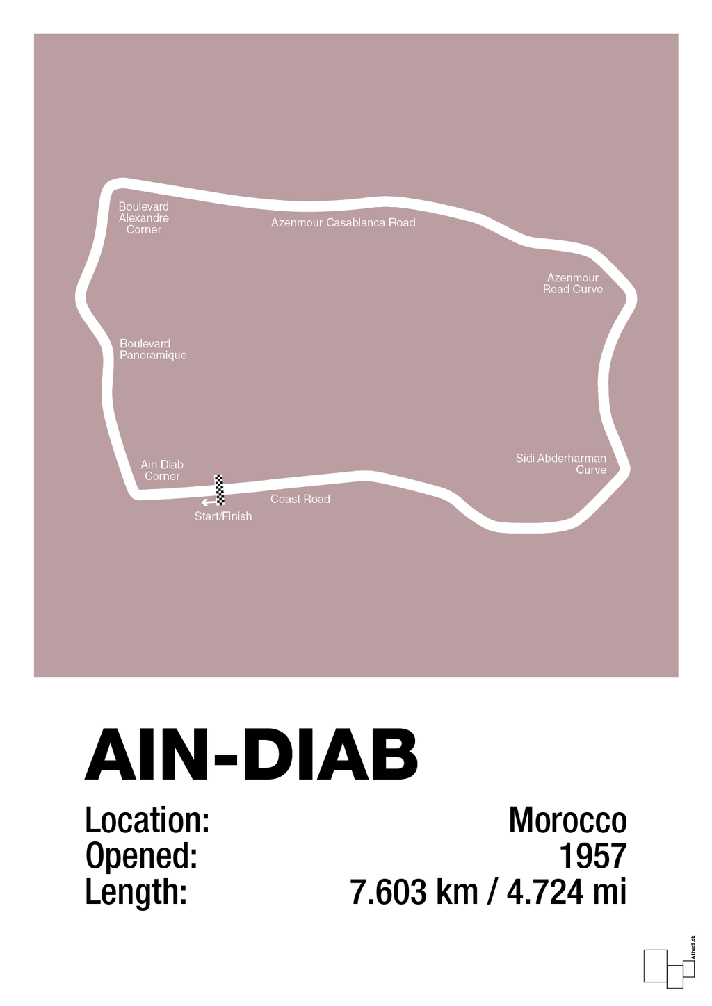 plakat: ain-diab circuit - light rose-Formel 1-A1two3
