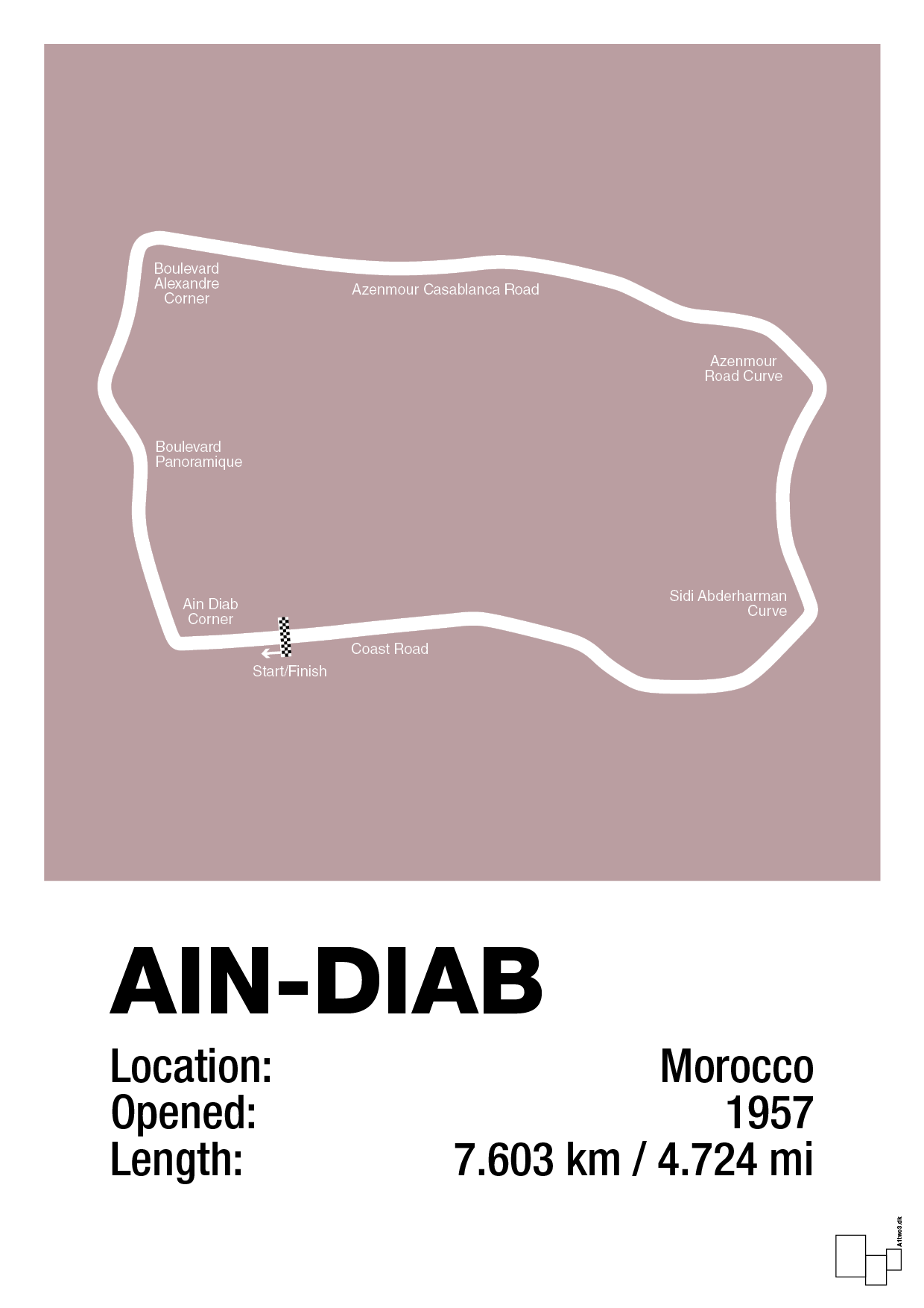 plakat: ain-diab circuit - light rose-Formel 1-A1two3
