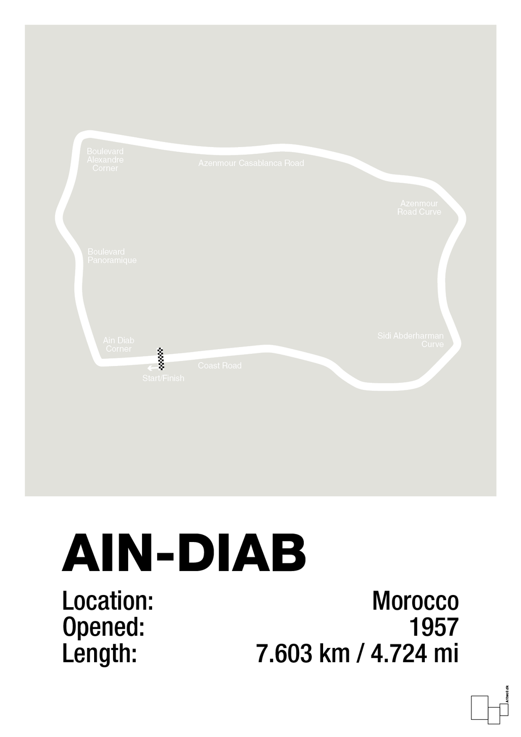 plakat: ain-diab circuit - painters white-Formel 1-A1two3