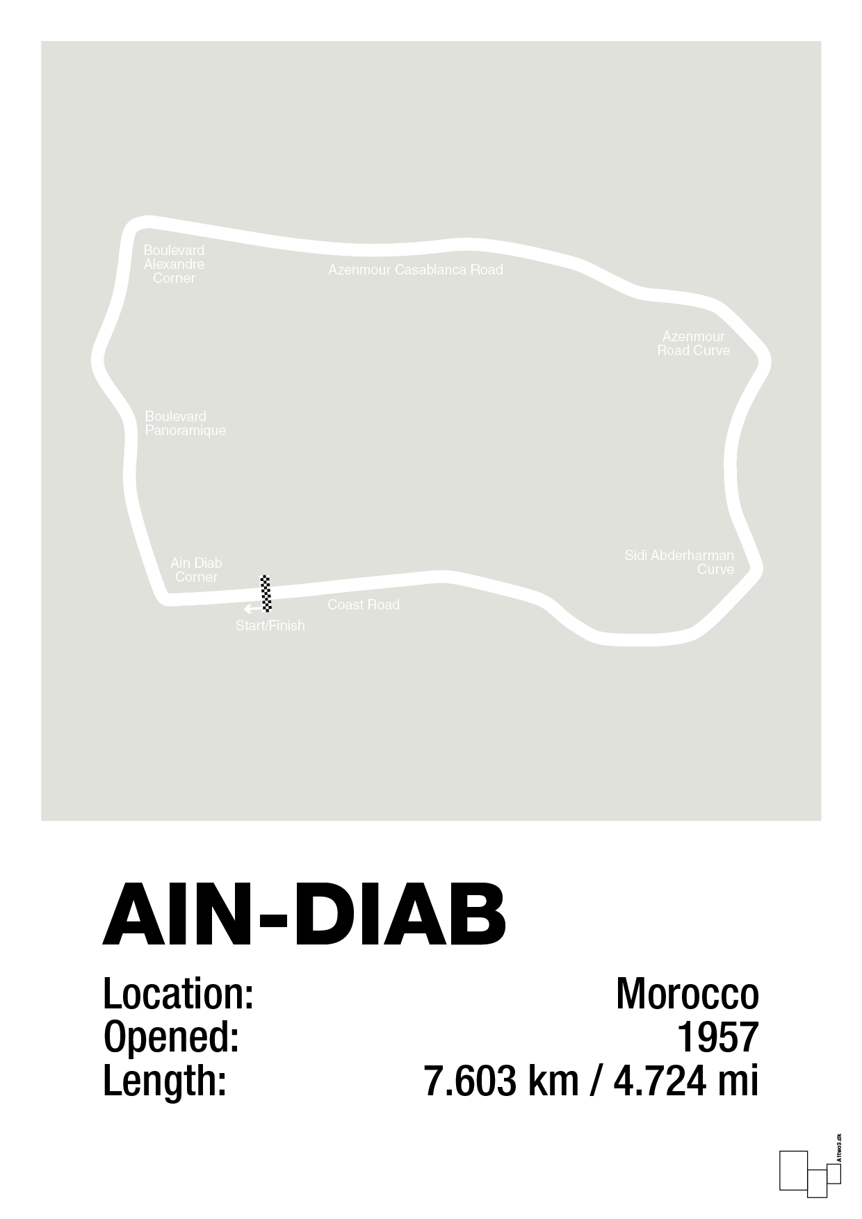 plakat: ain-diab circuit - painters white-Formel 1-A1two3