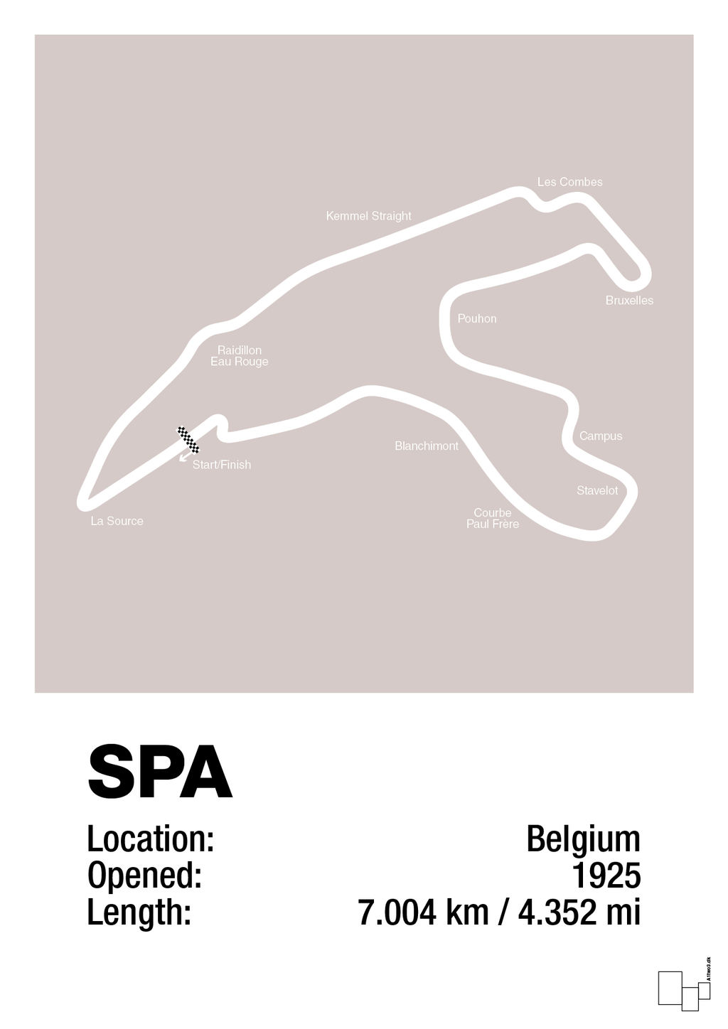 plakat: circuit de spa-francorchamps - broken beige-Formel 1-A1two3