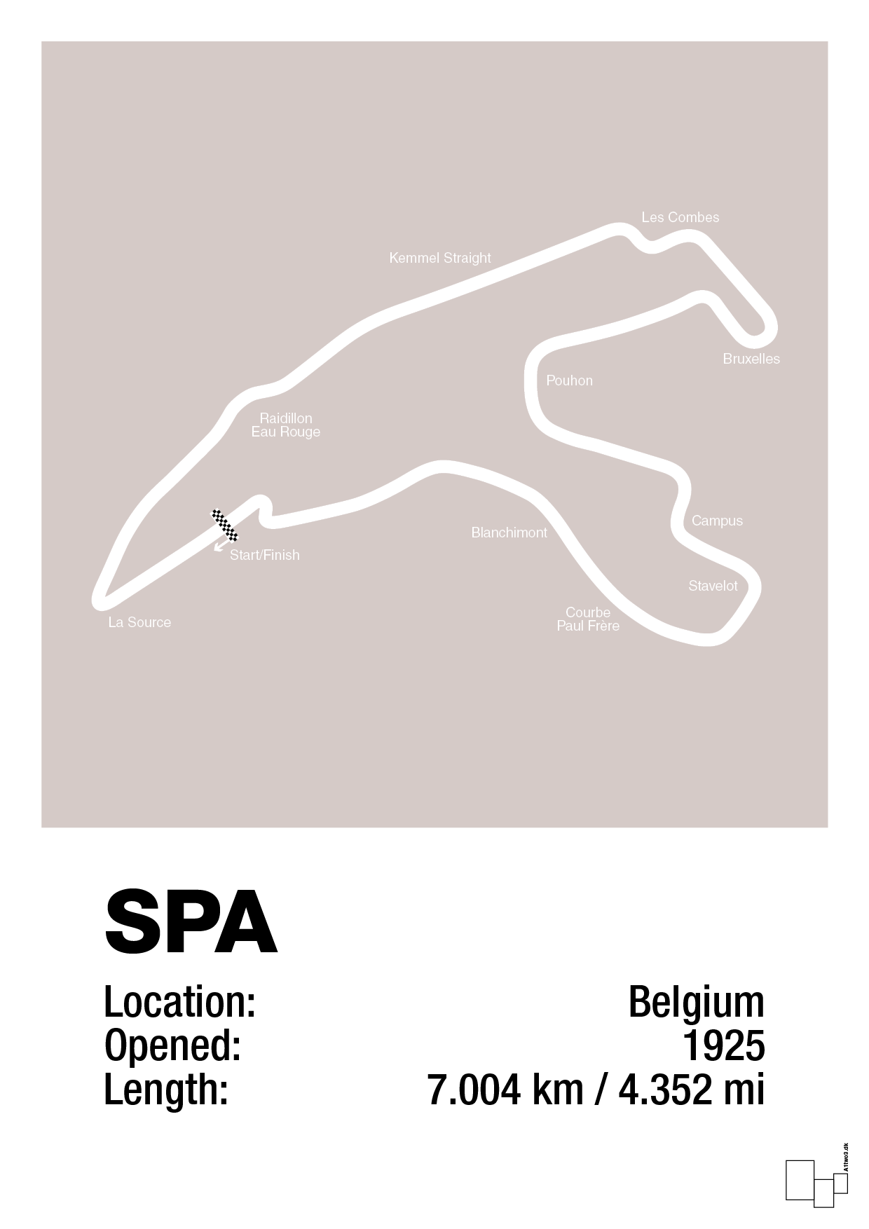 plakat: circuit de spa-francorchamps - broken beige-Formel 1-A1two3