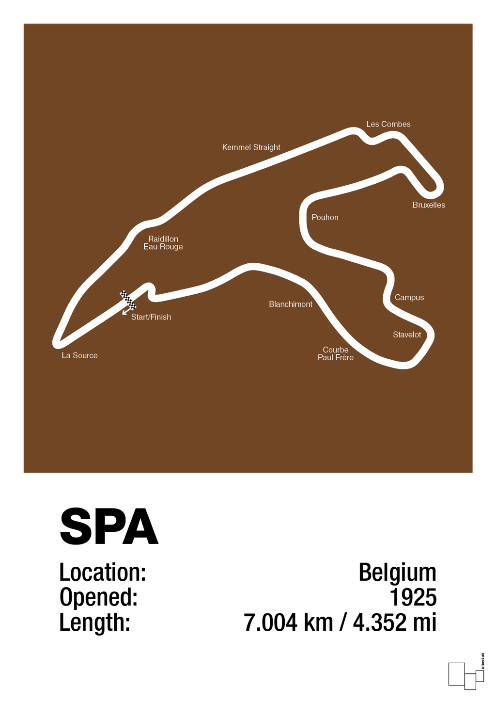 plakat: circuit de spa-francorchamps - dark brown-Formel 1-A1two3