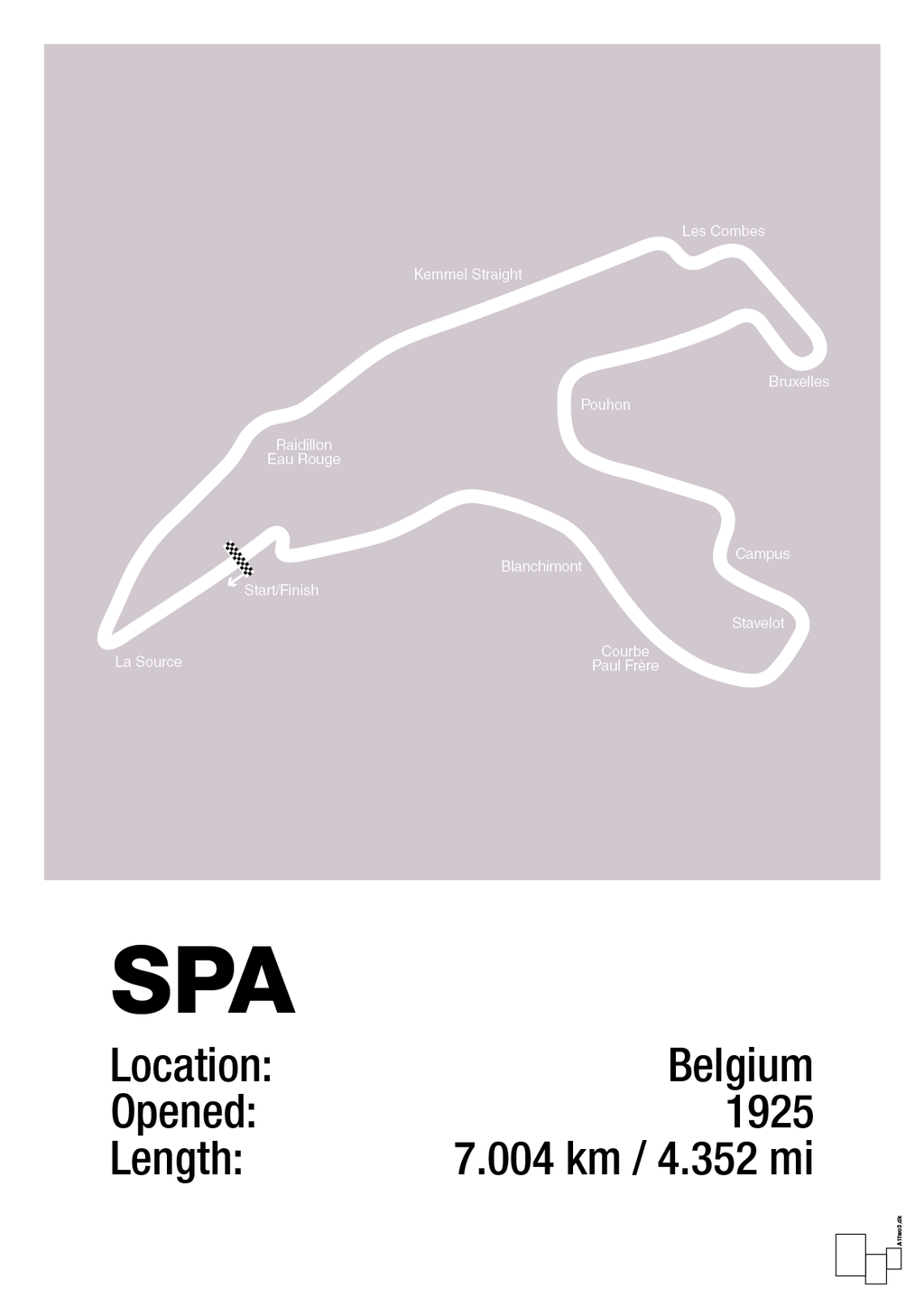 plakat: circuit de spa-francorchamps - dusty lilac-Formel 1-A1two3