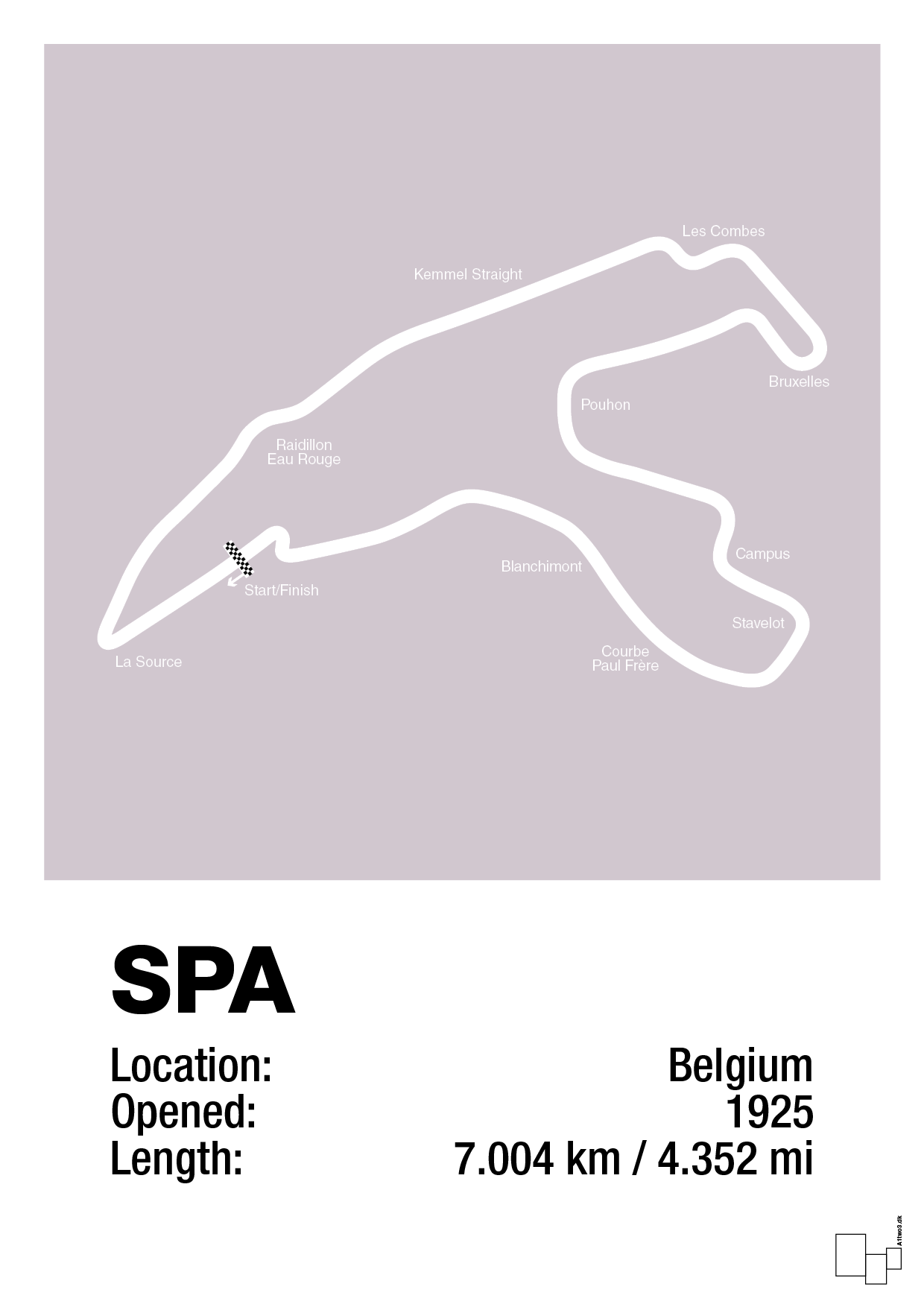 plakat: circuit de spa-francorchamps - dusty lilac-Formel 1-A1two3