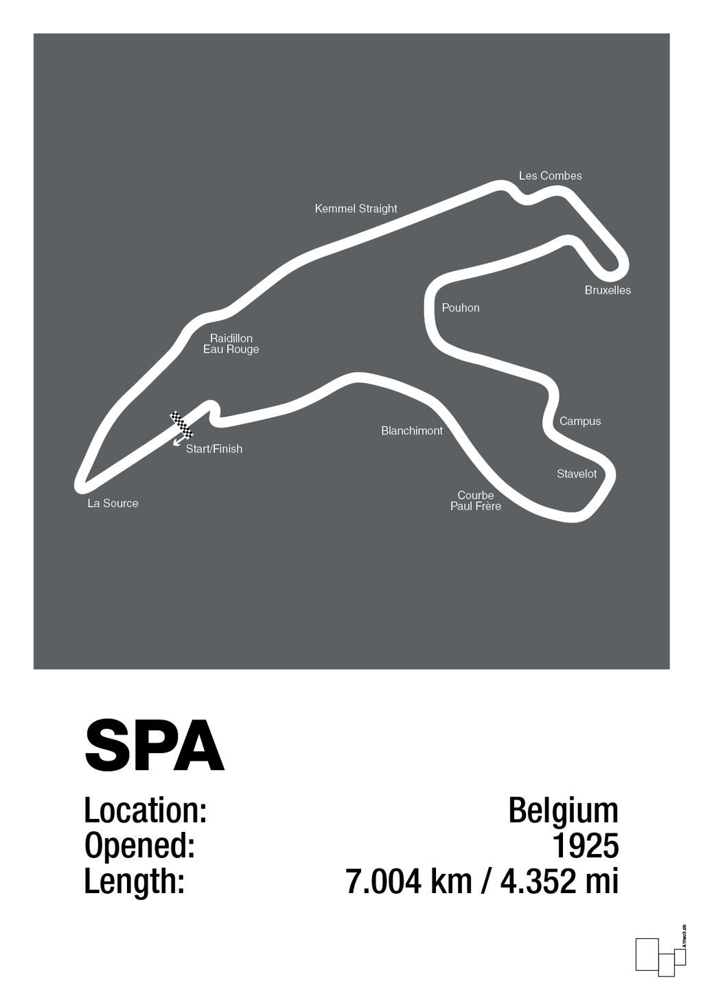 plakat: circuit de spa-francorchamps - graphic charcoal-Formel 1-A1two3