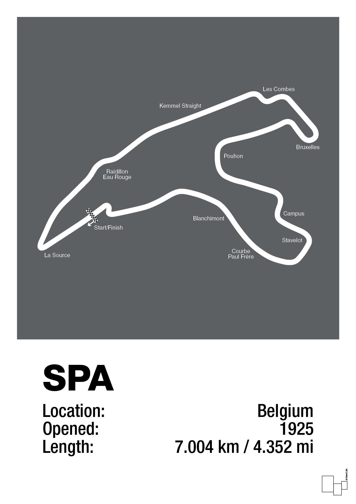 plakat: circuit de spa-francorchamps - graphic charcoal-Formel 1-A1two3