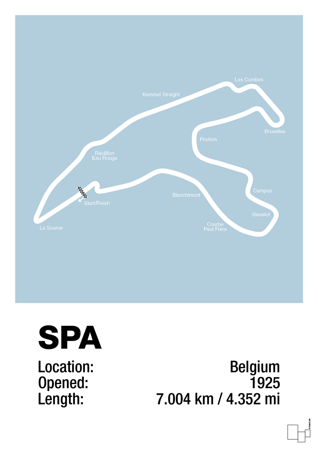 plakat: circuit de spa-francorchamps - heavenly blue-Formel 1-A1two3