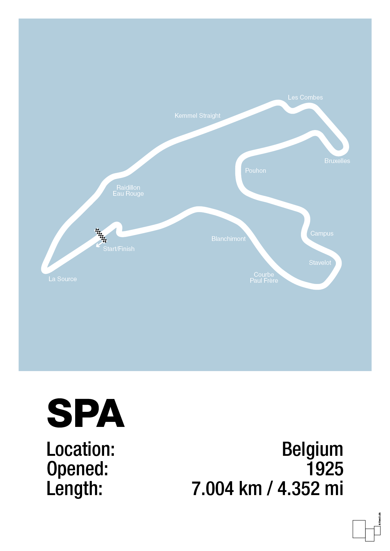 plakat: circuit de spa-francorchamps - heavenly blue-Formel 1-A1two3