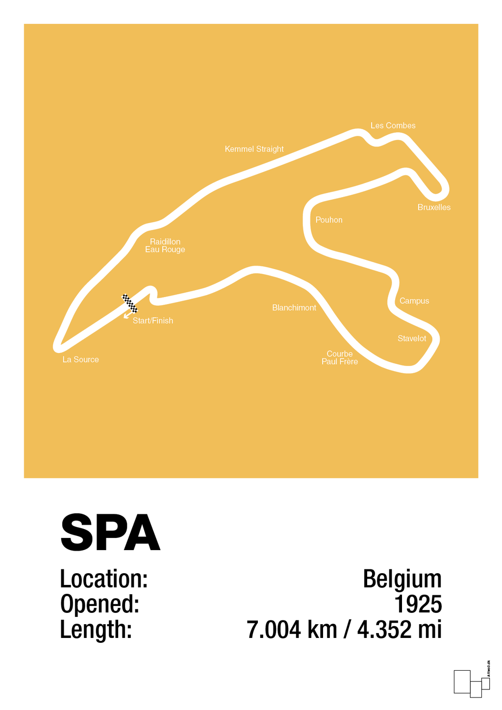 plakat: circuit de spa-francorchamps - honeycomb-Formel 1-A1two3
