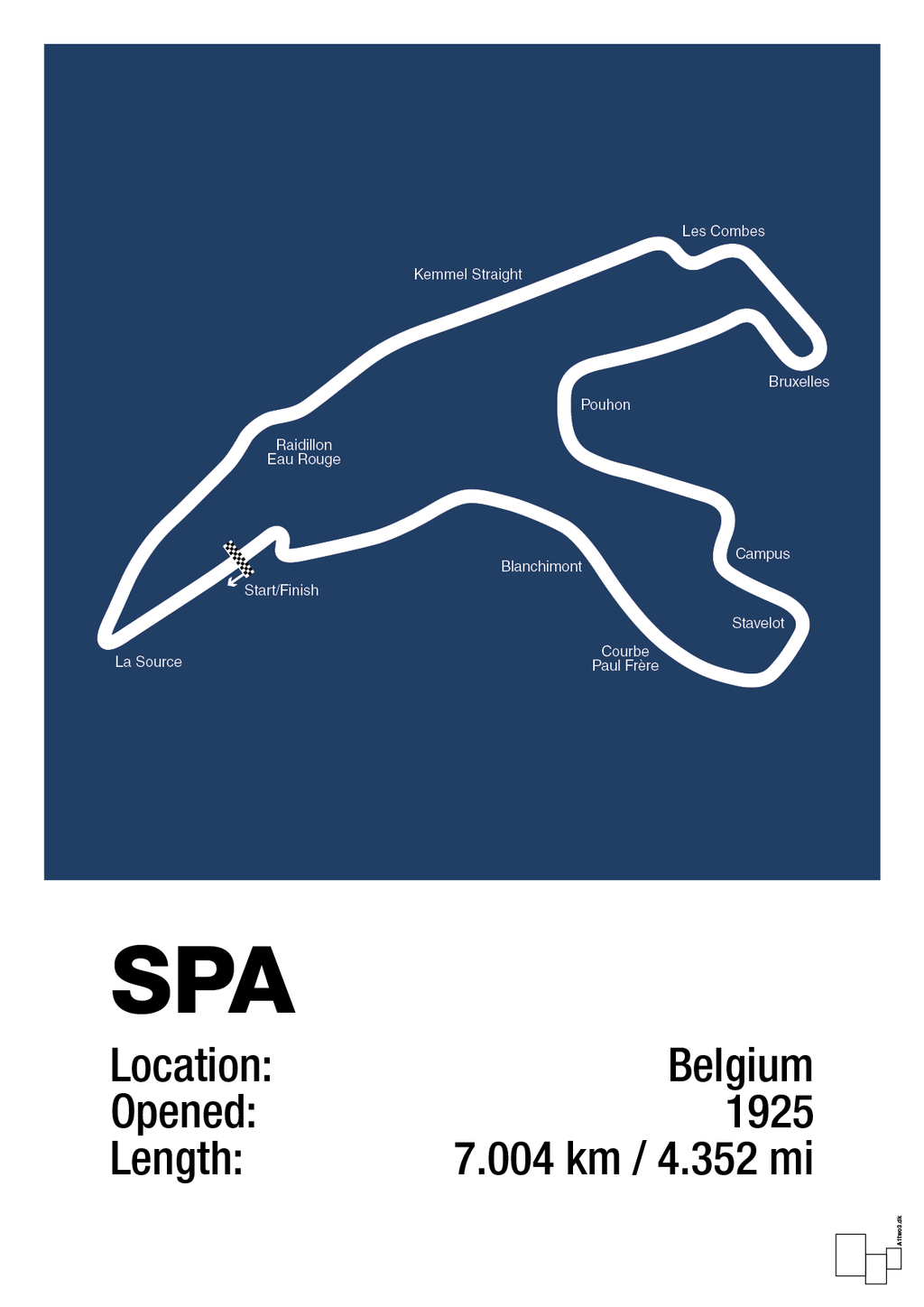 plakat: circuit de spa-francorchamps - lapis blue-Formel 1-A1two3