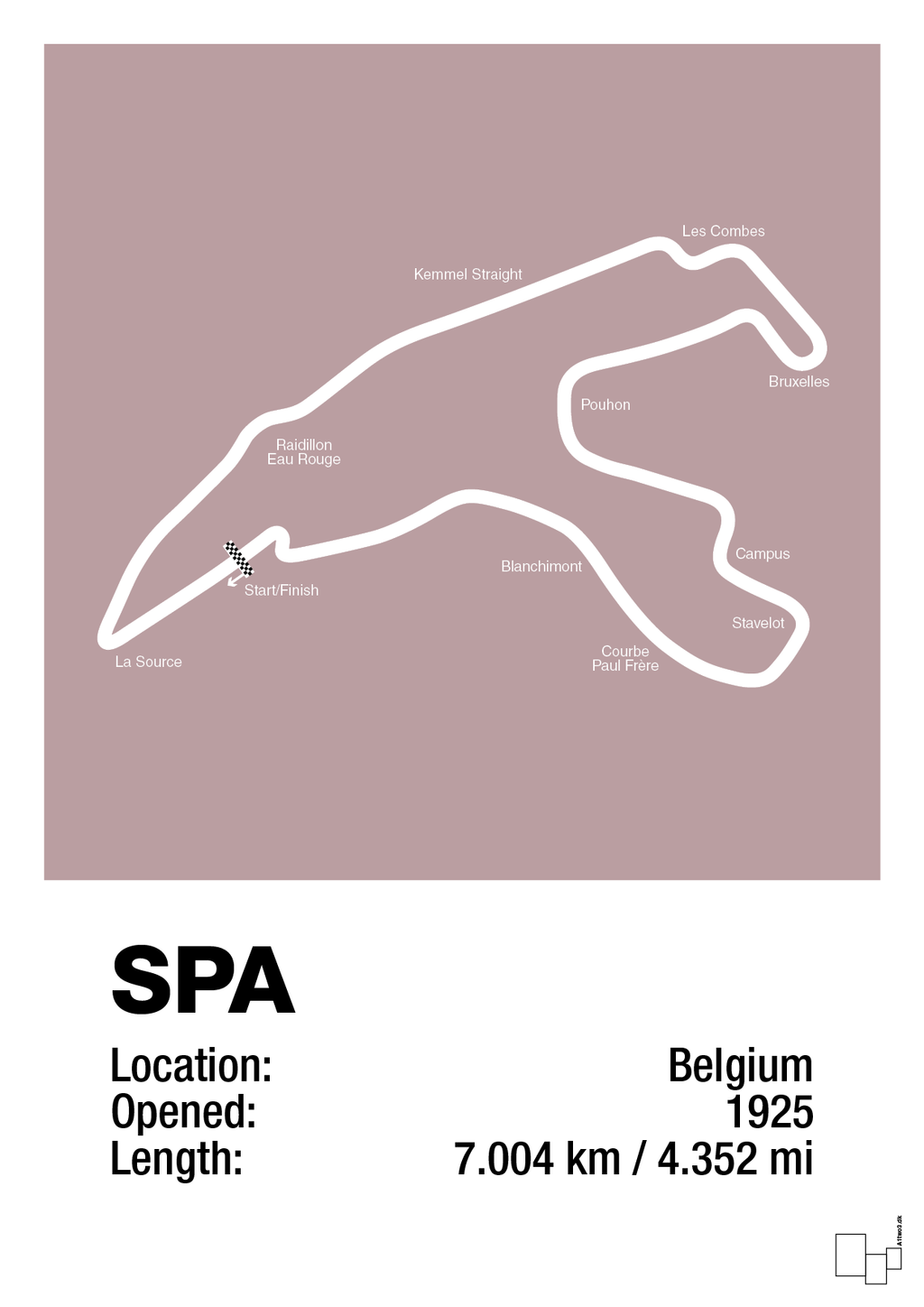 plakat: circuit de spa-francorchamps - light rose-Formel 1-A1two3