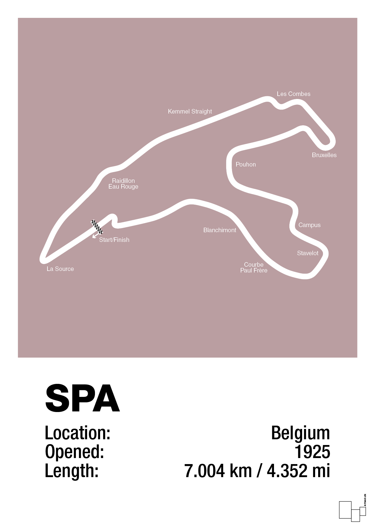plakat: circuit de spa-francorchamps - light rose-Formel 1-A1two3