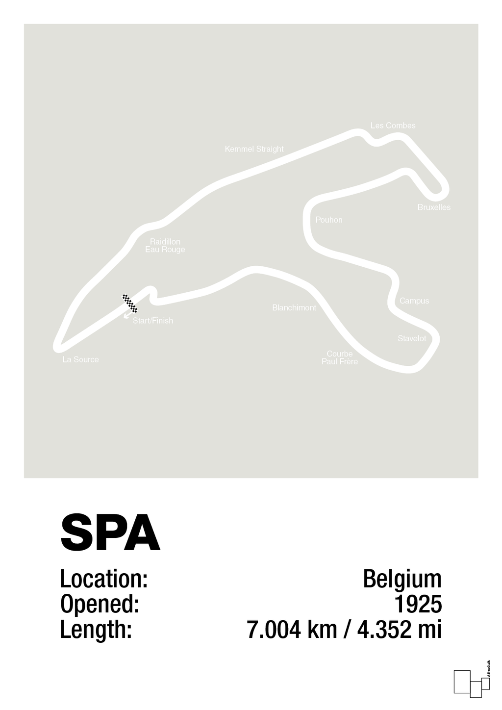 plakat: circuit de spa-francorchamps - painters white-Formel 1-A1two3