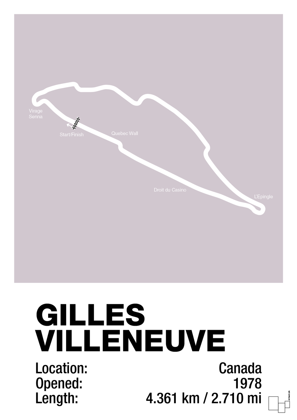 plakat: circuit gilles villeneuve - dusty lilac-Formel 1-A1two3