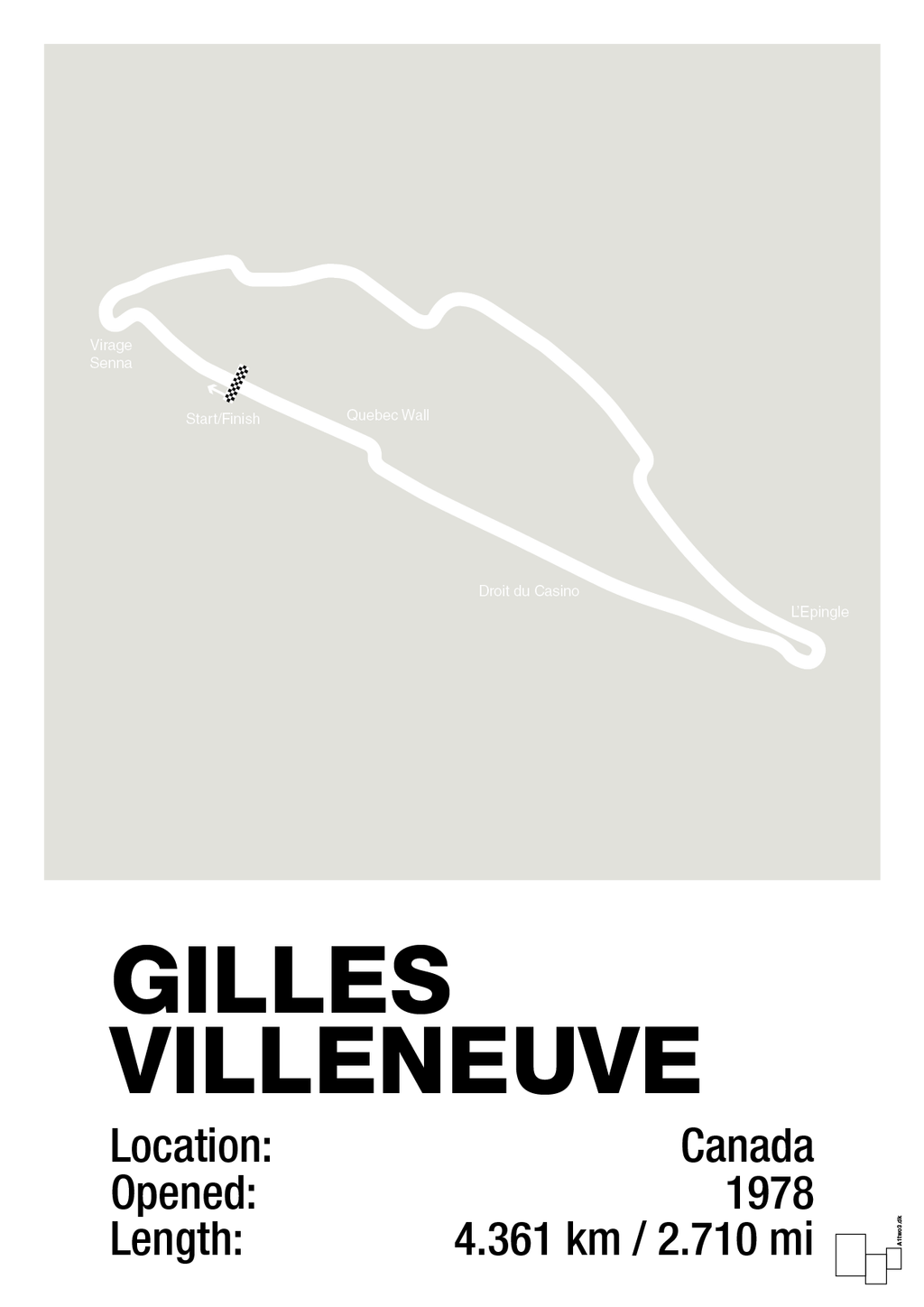 plakat: circuit gilles villeneuve - painters white-Formel 1-A1two3