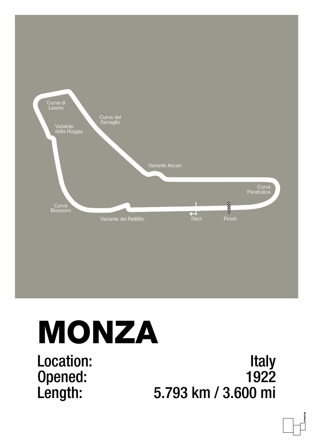 plakat: circuit monza - battleship gray-Formel 1-A1two3