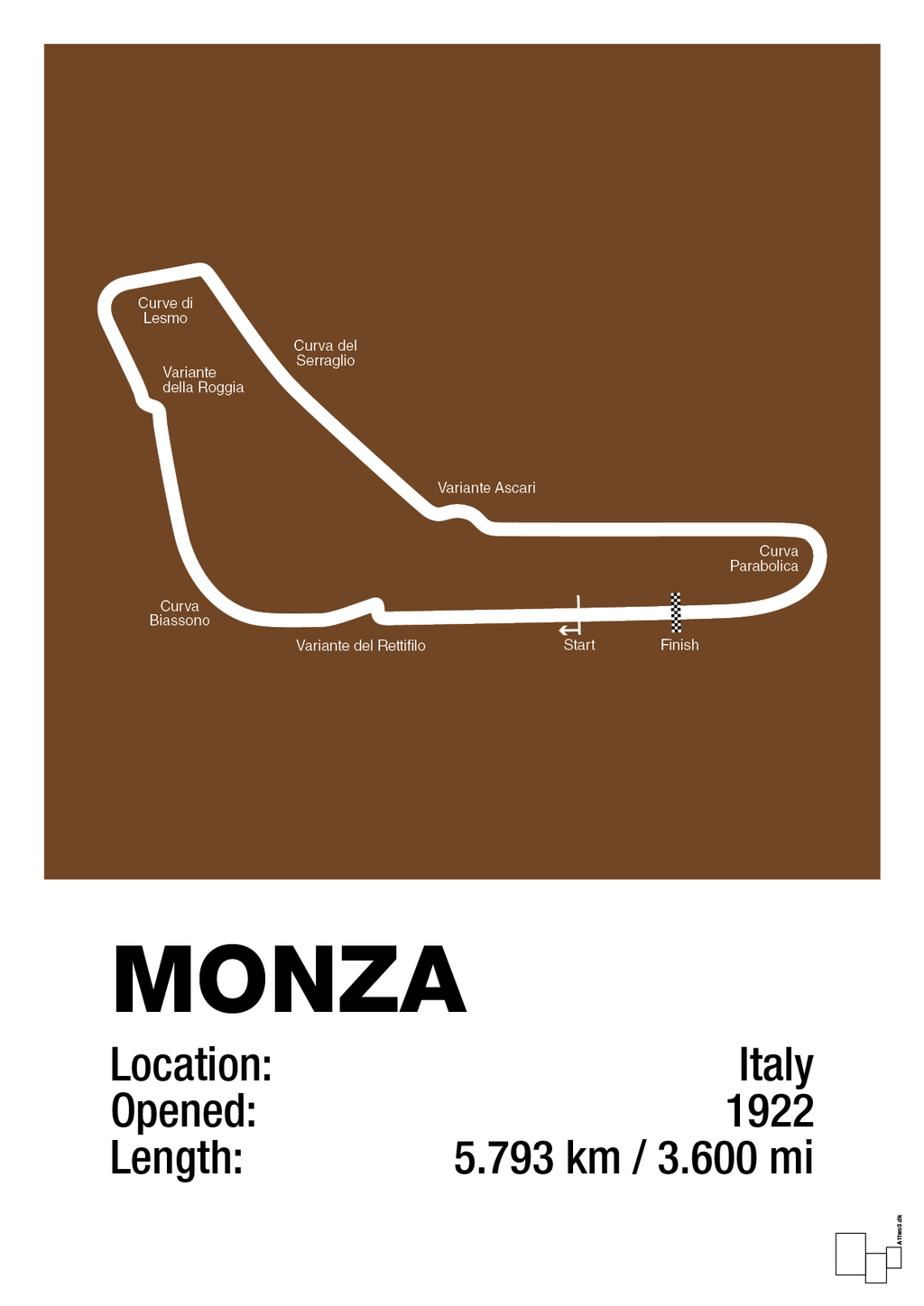 plakat: circuit monza - dark brown-Formel 1-A1two3