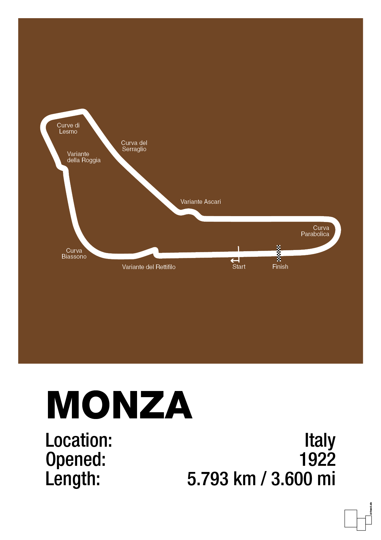 plakat: circuit monza - dark brown-Formel 1-A1two3