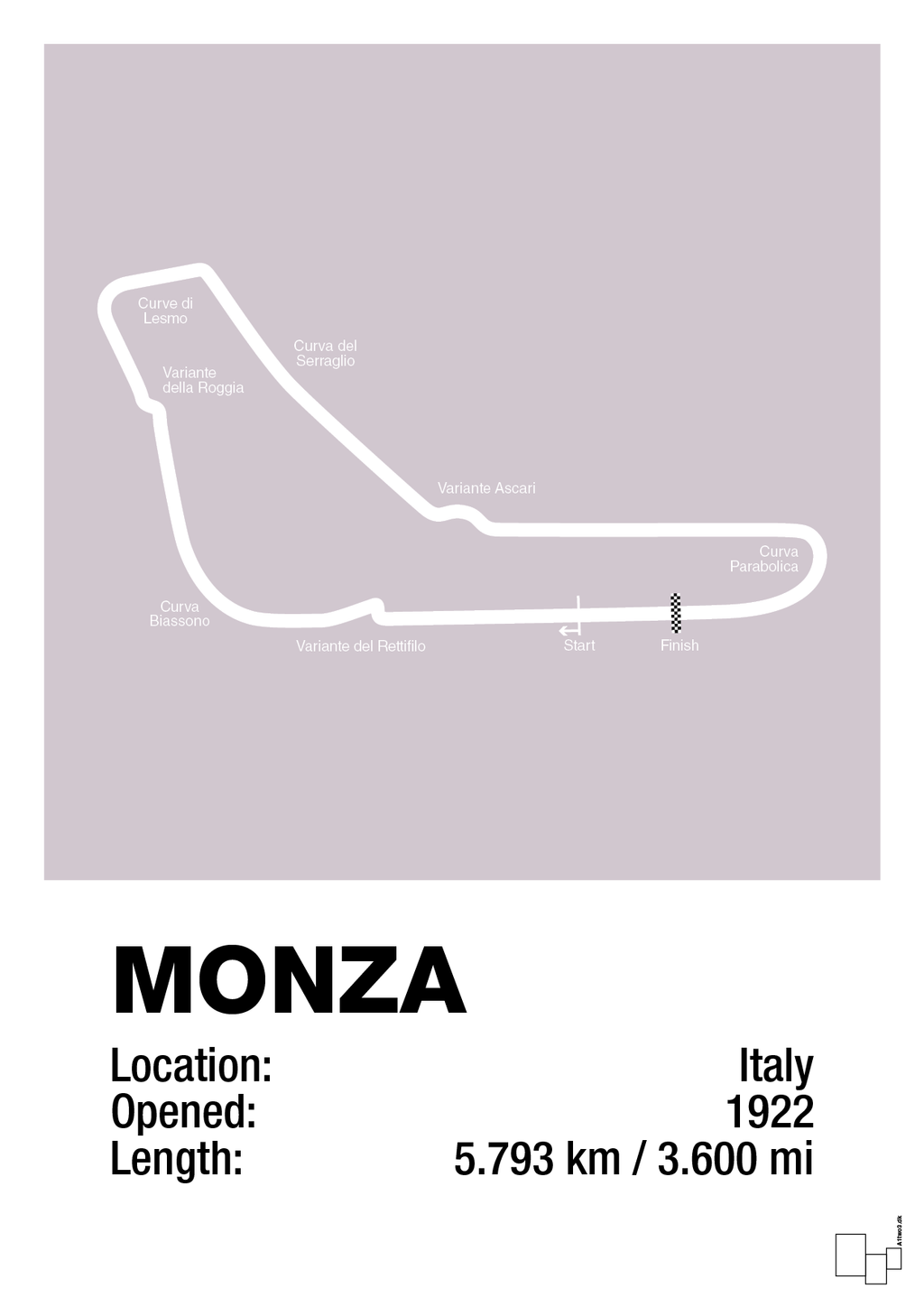 plakat: circuit monza - dusty lilac-Formel 1-A1two3