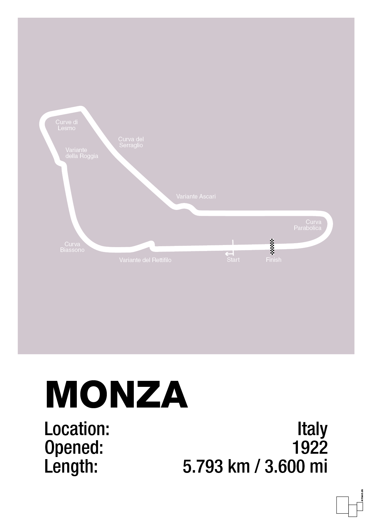 plakat: circuit monza - dusty lilac-Formel 1-A1two3