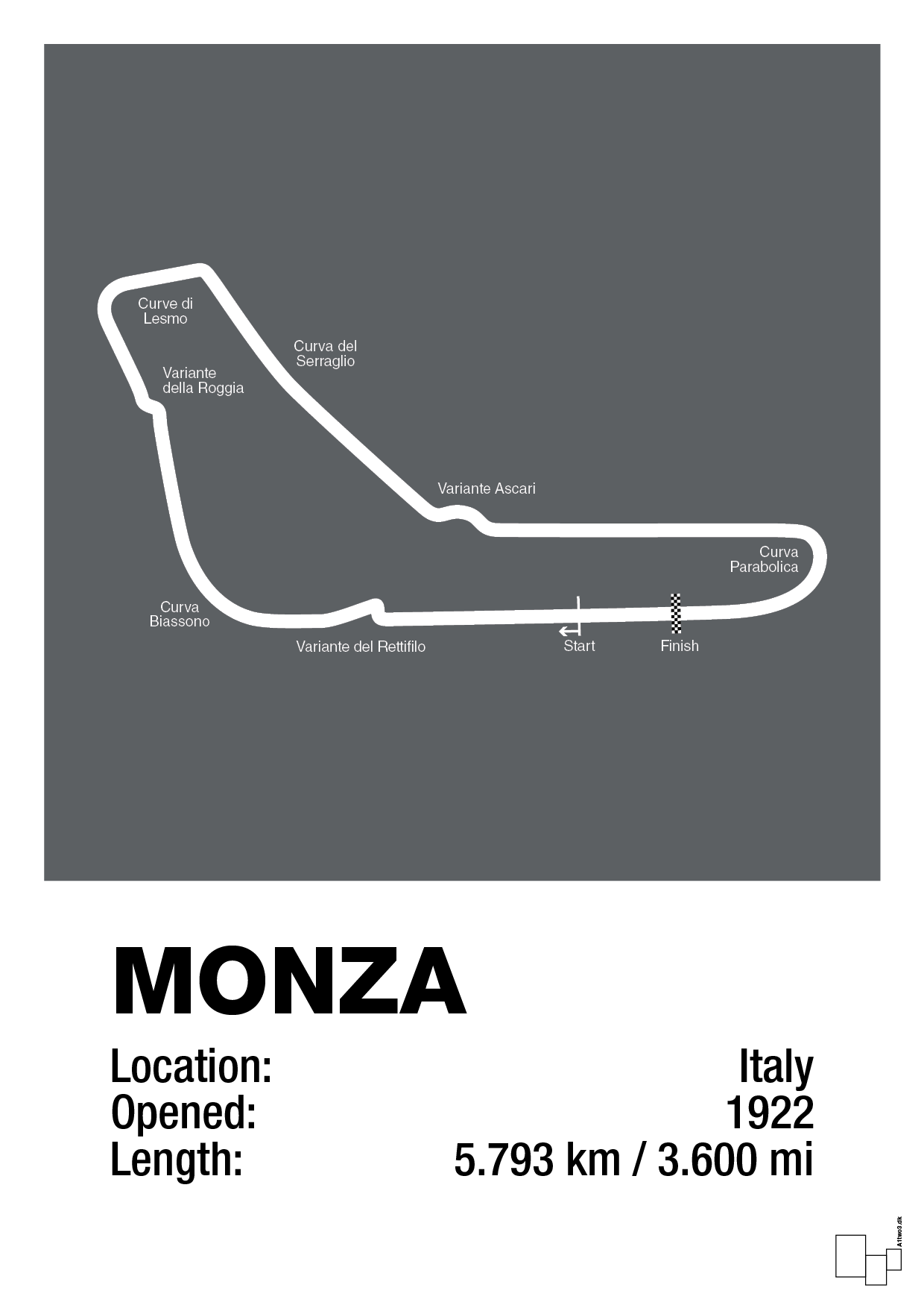 plakat: circuit monza - graphic charcoal-Formel 1-A1two3