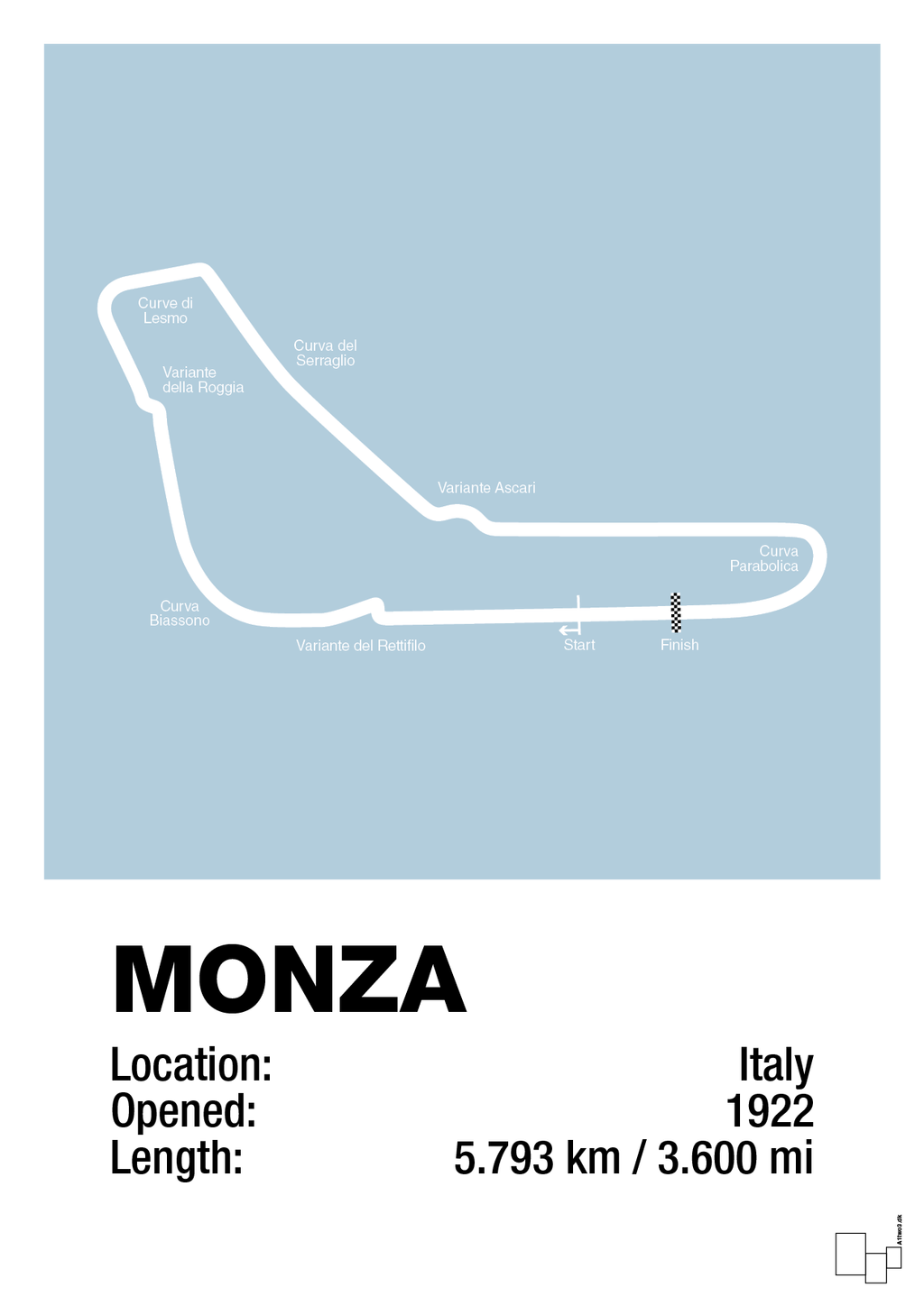 plakat: circuit monza - heavenly blue-Formel 1-A1two3