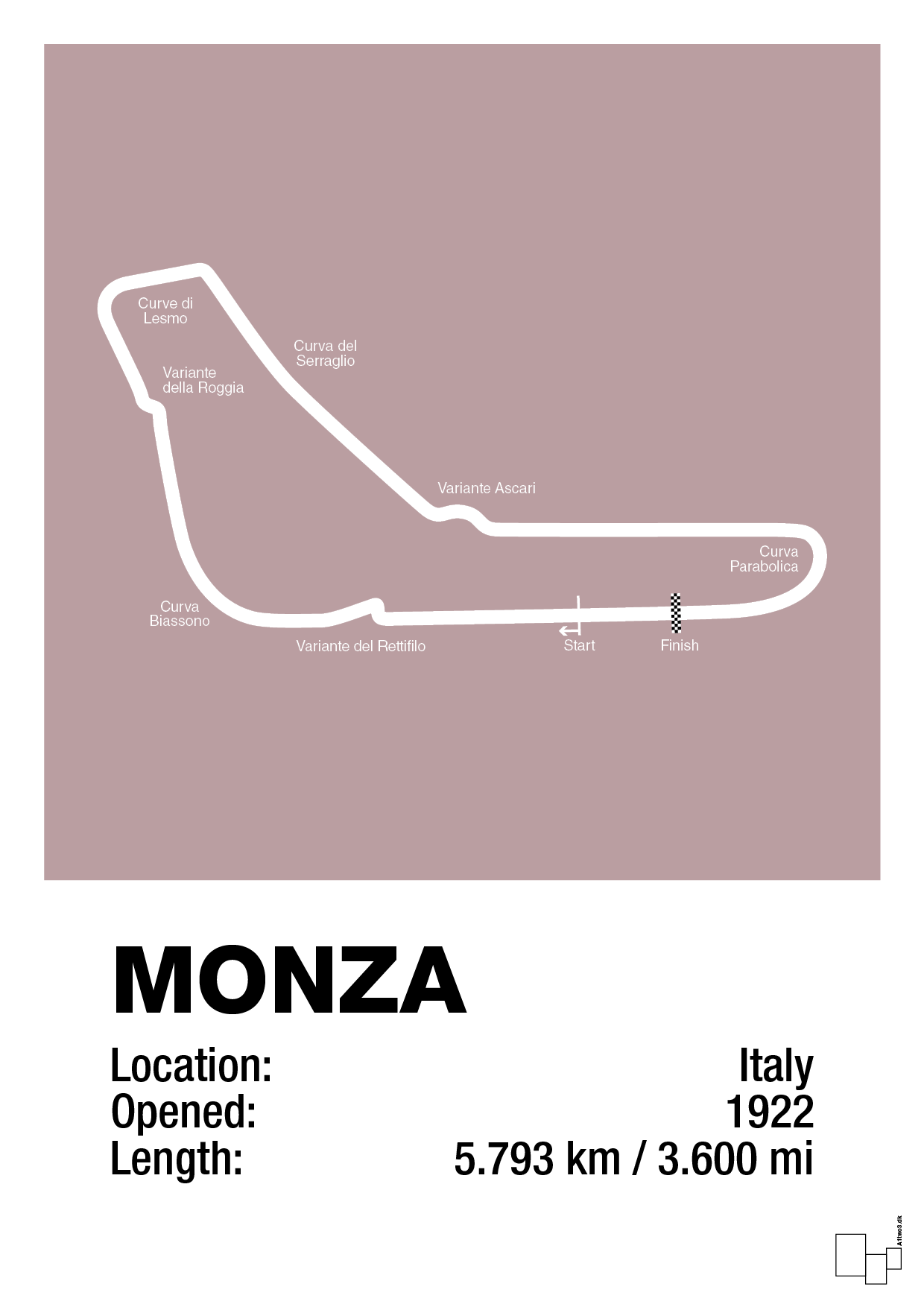 plakat: circuit monza - light rose-Formel 1-A1two3