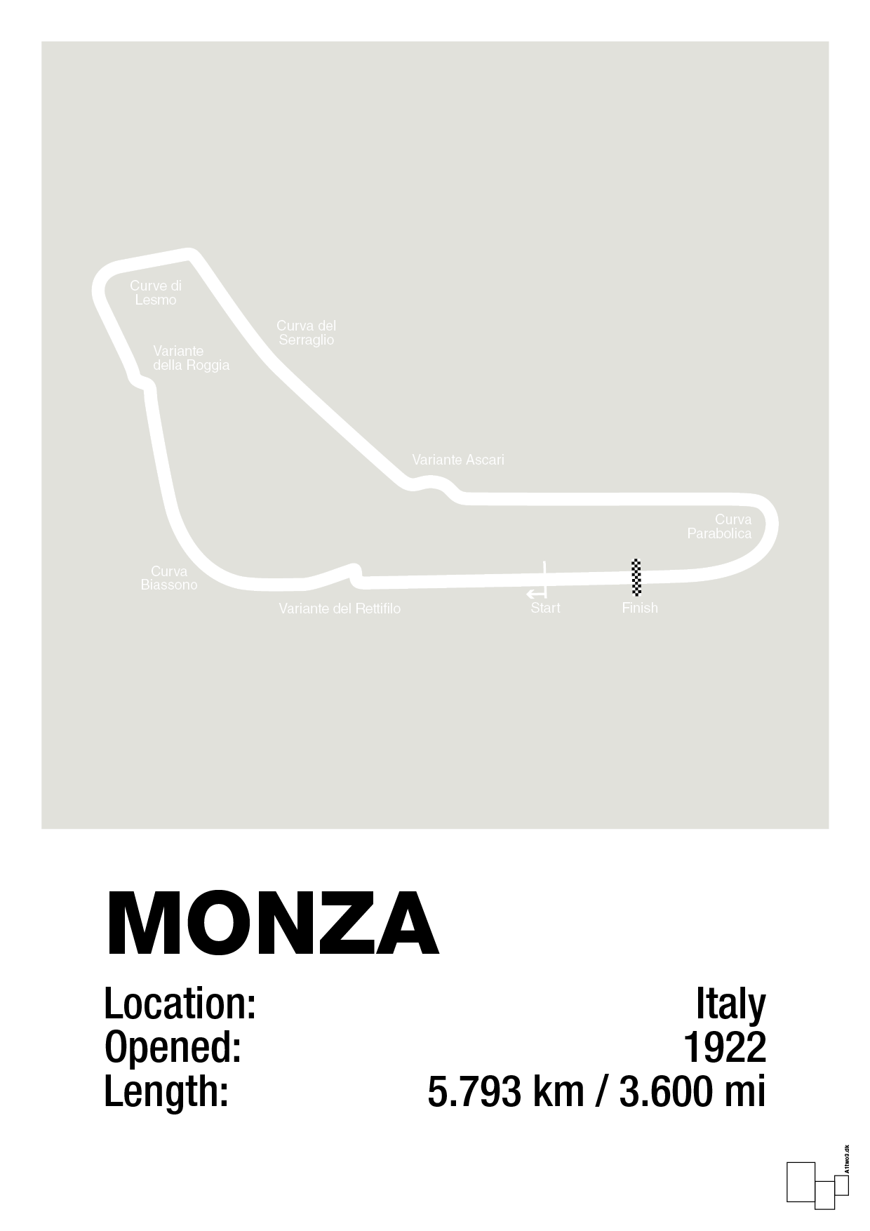 plakat: circuit monza - painters white-Formel 1-A1two3