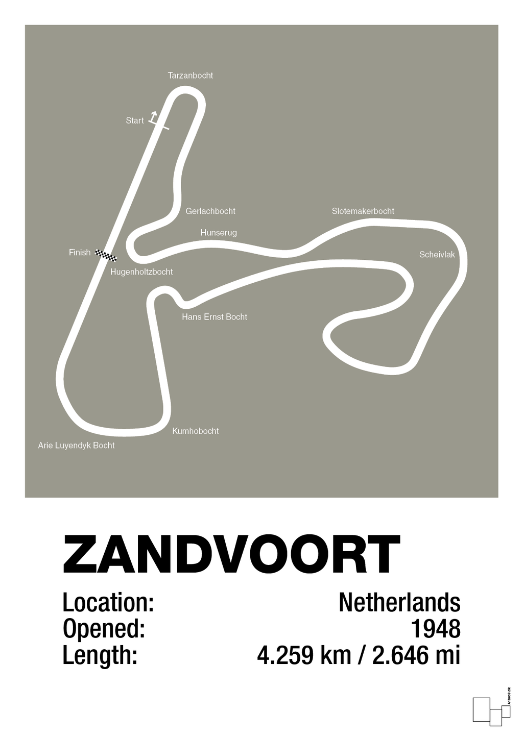 plakat: circuit zandvoort - battleship gray-Formel 1-A1two3