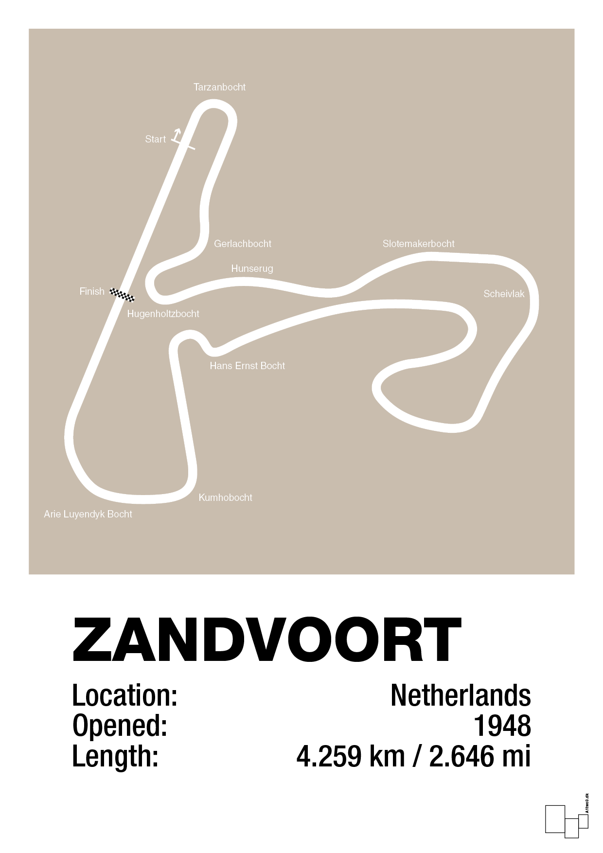 plakat: circuit zandvoort - creamy mushroom-Formel 1-A1two3