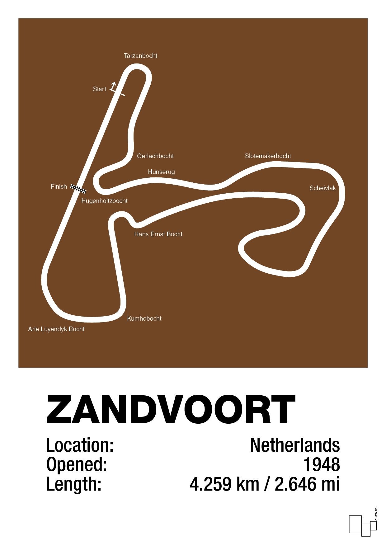 plakat: circuit zandvoort - dark brown-Formel 1-A1two3
