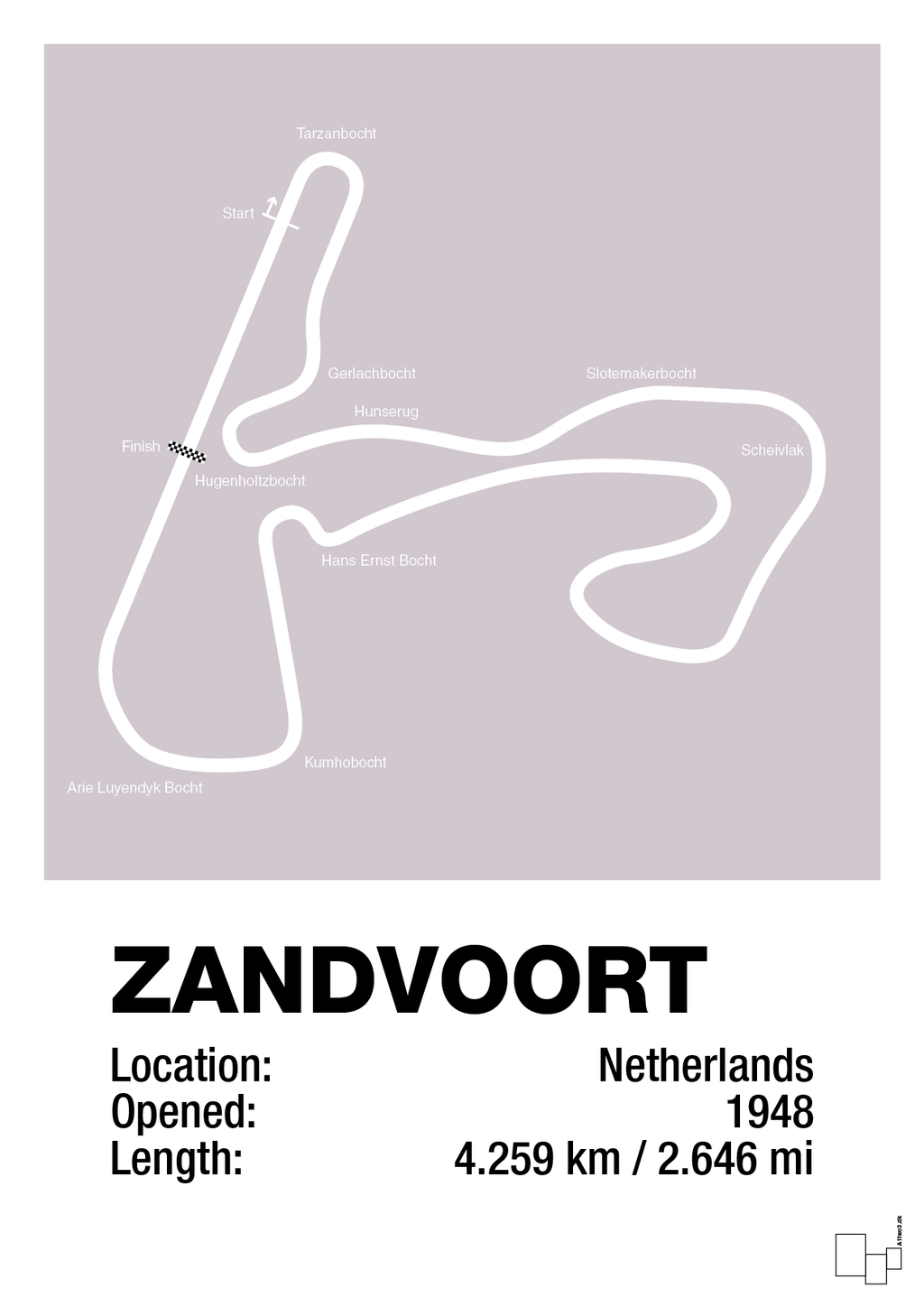 plakat: circuit zandvoort - dusty lilac-Formel 1-A1two3