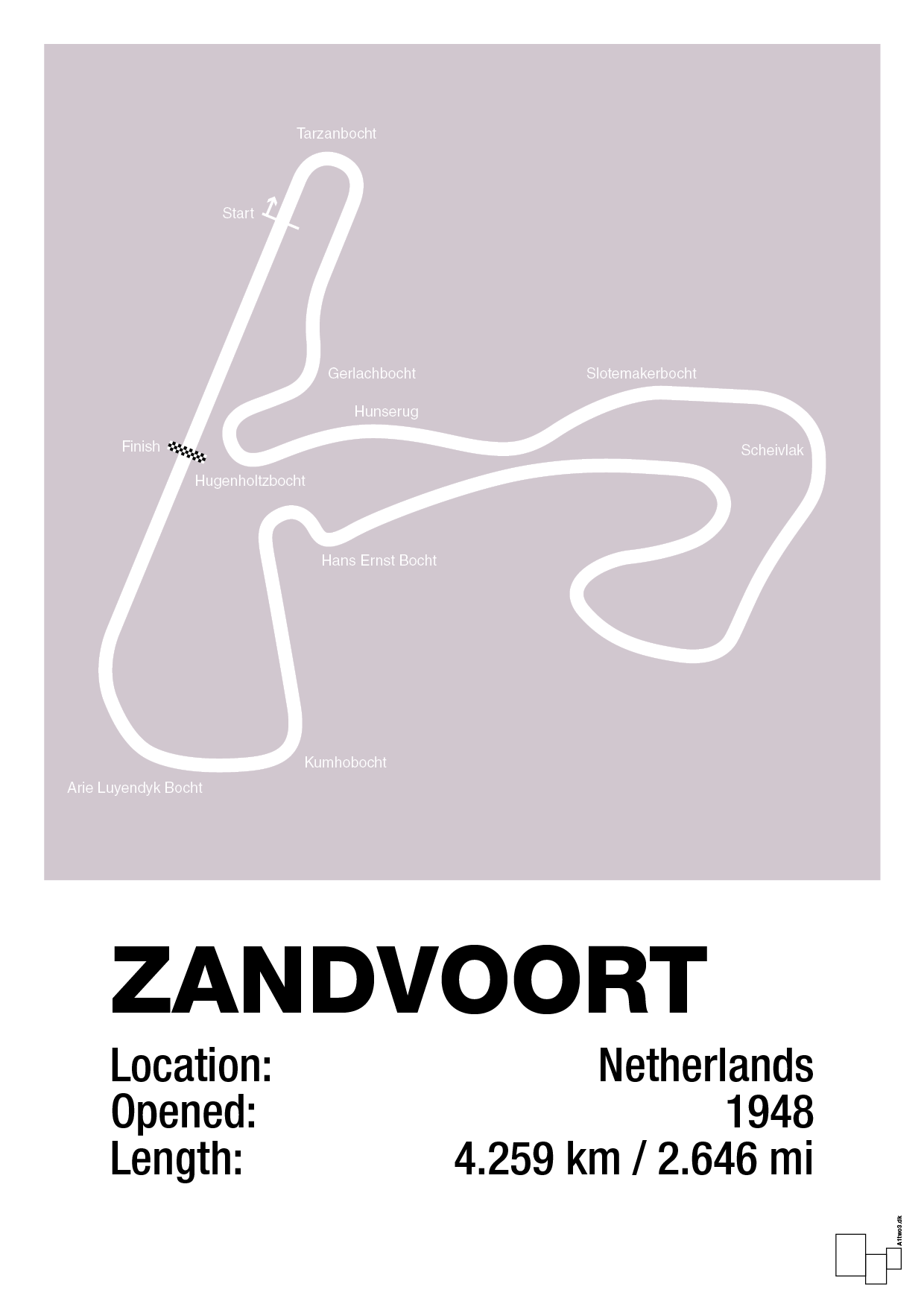 plakat: circuit zandvoort - dusty lilac-Formel 1-A1two3